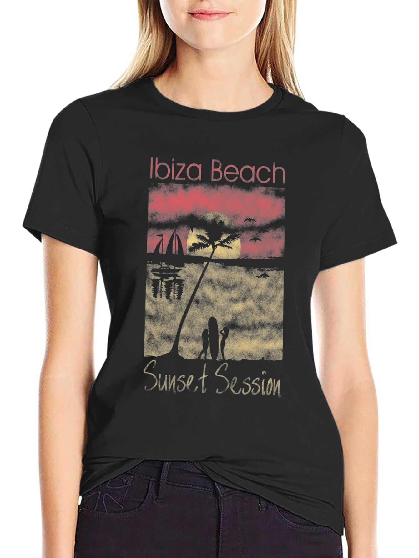 Ibiza Beach Sunset Session Black T-Shirt