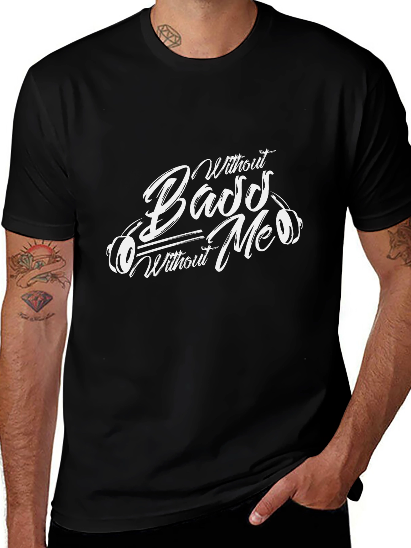 Bass Without Me T-Shirt - Black Graphic Tee
