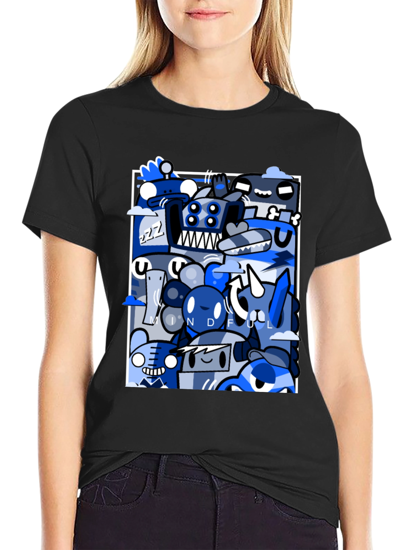 Mindful Doodles Graphic Tee - Black Casual Shirt