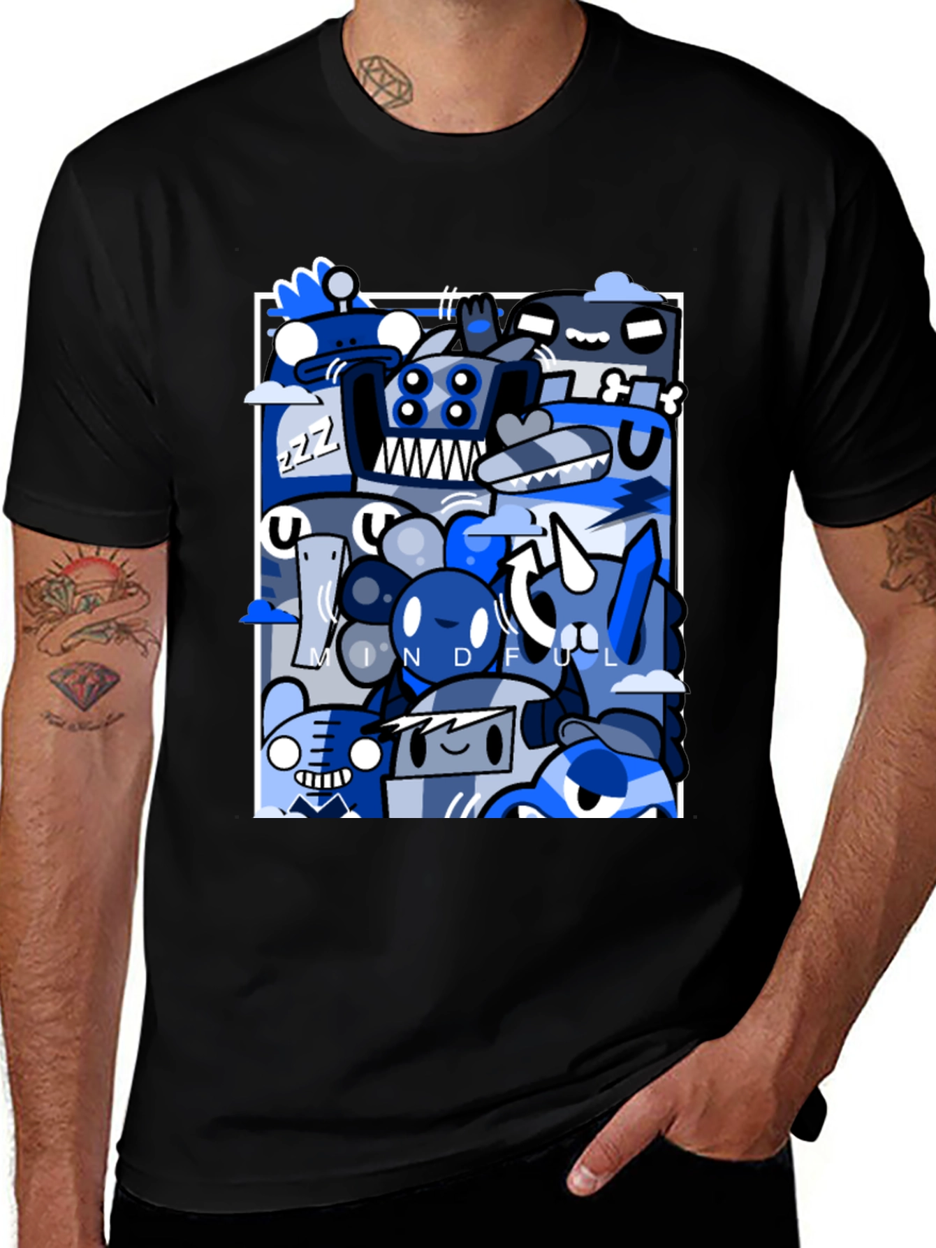 Mindful Doodles Graphic Tee - Black Casual Shirt