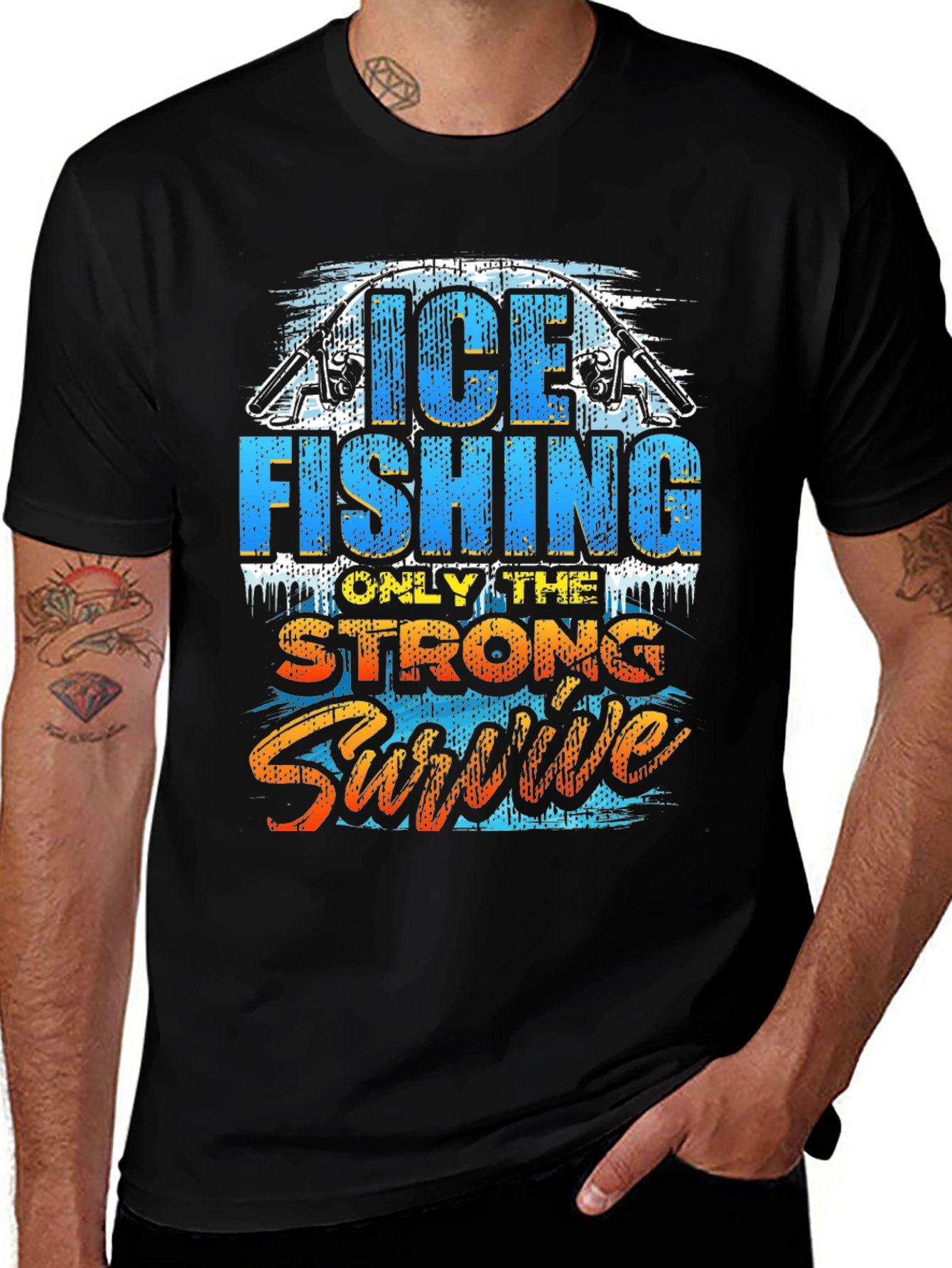 Ice Fishing Strong Survive Graphic T-Shirt