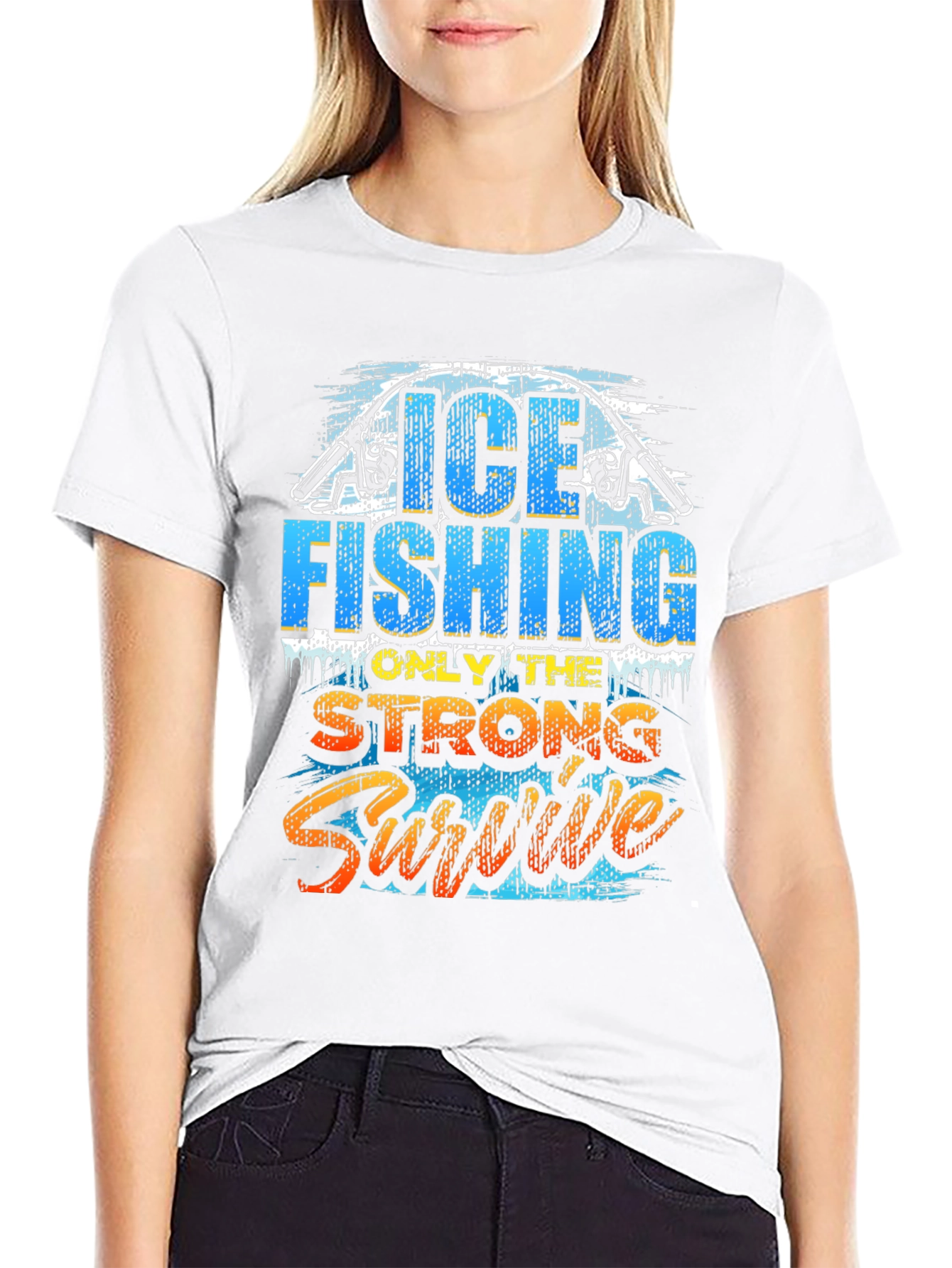 Ice Fishing Strong Survive Graphic T-Shirt