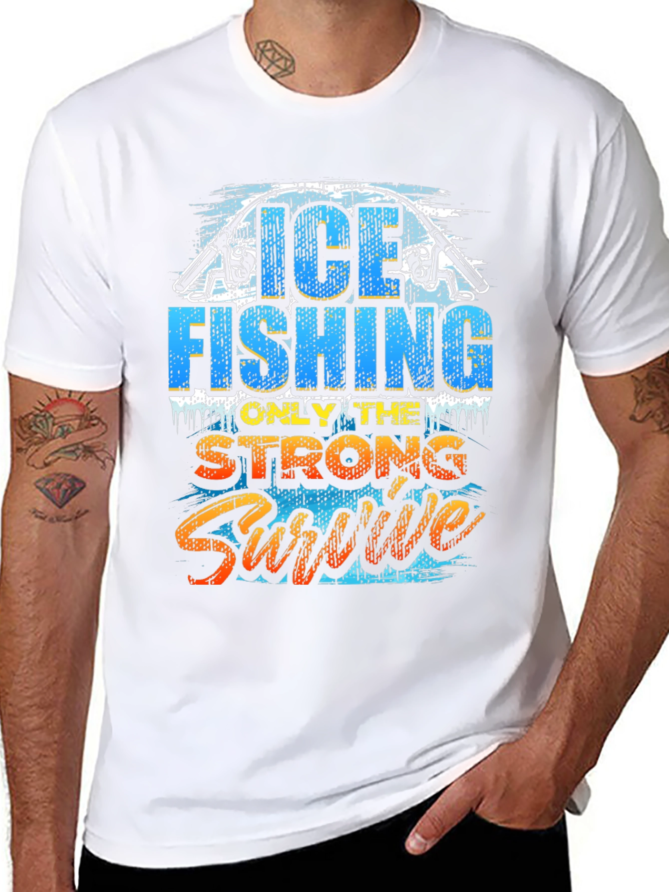 Ice Fishing Strong Survive Graphic T-Shirt