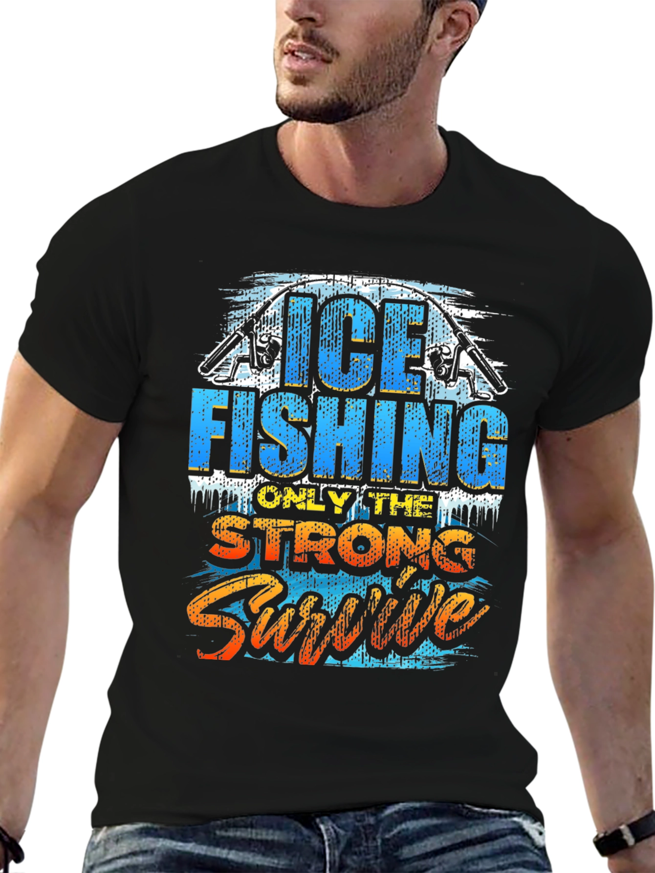 Ice Fishing Strong Survive Graphic T-Shirt