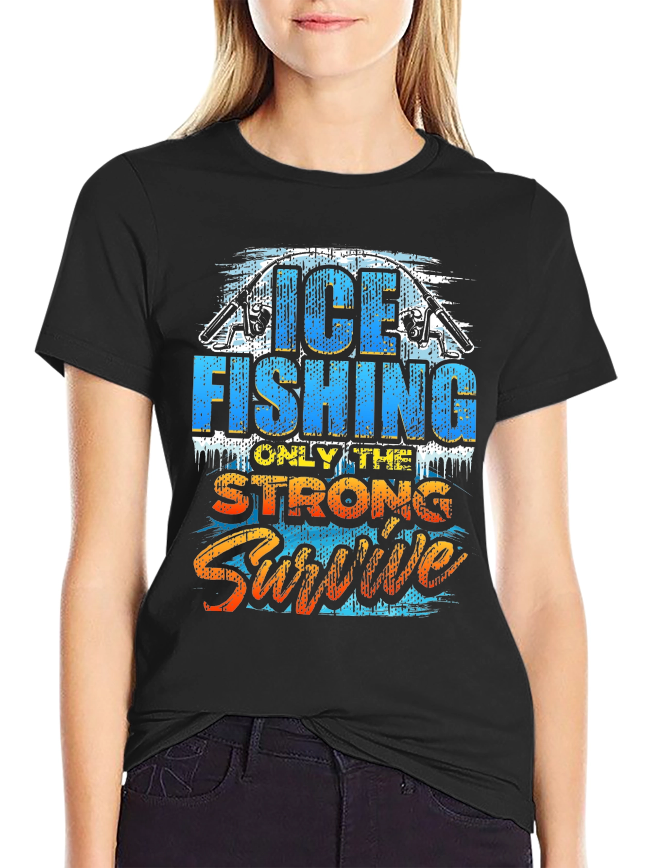 Ice Fishing Strong Survive Graphic T-Shirt