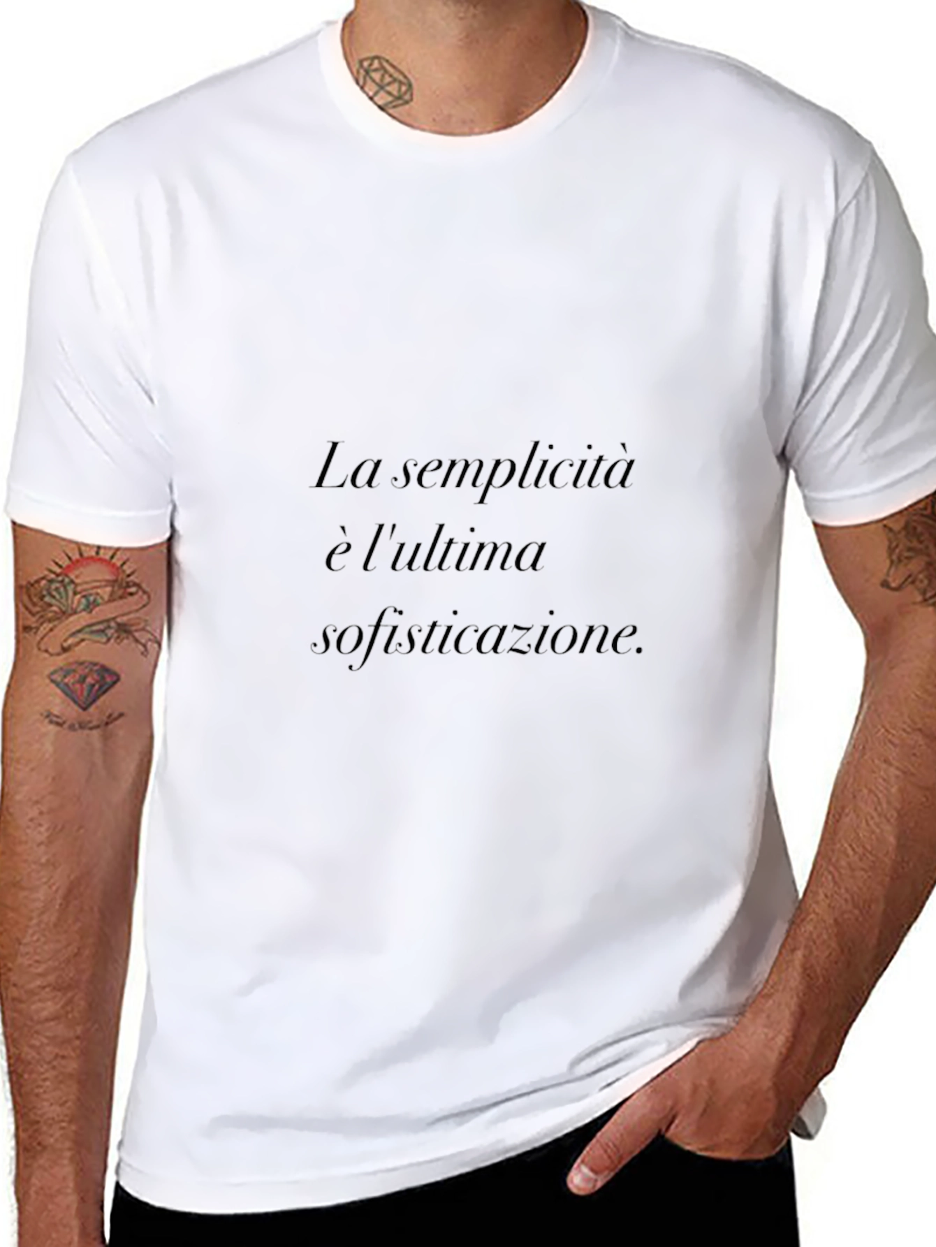 Italian Quote Black T-Shirt - Simplicity is Sophistication