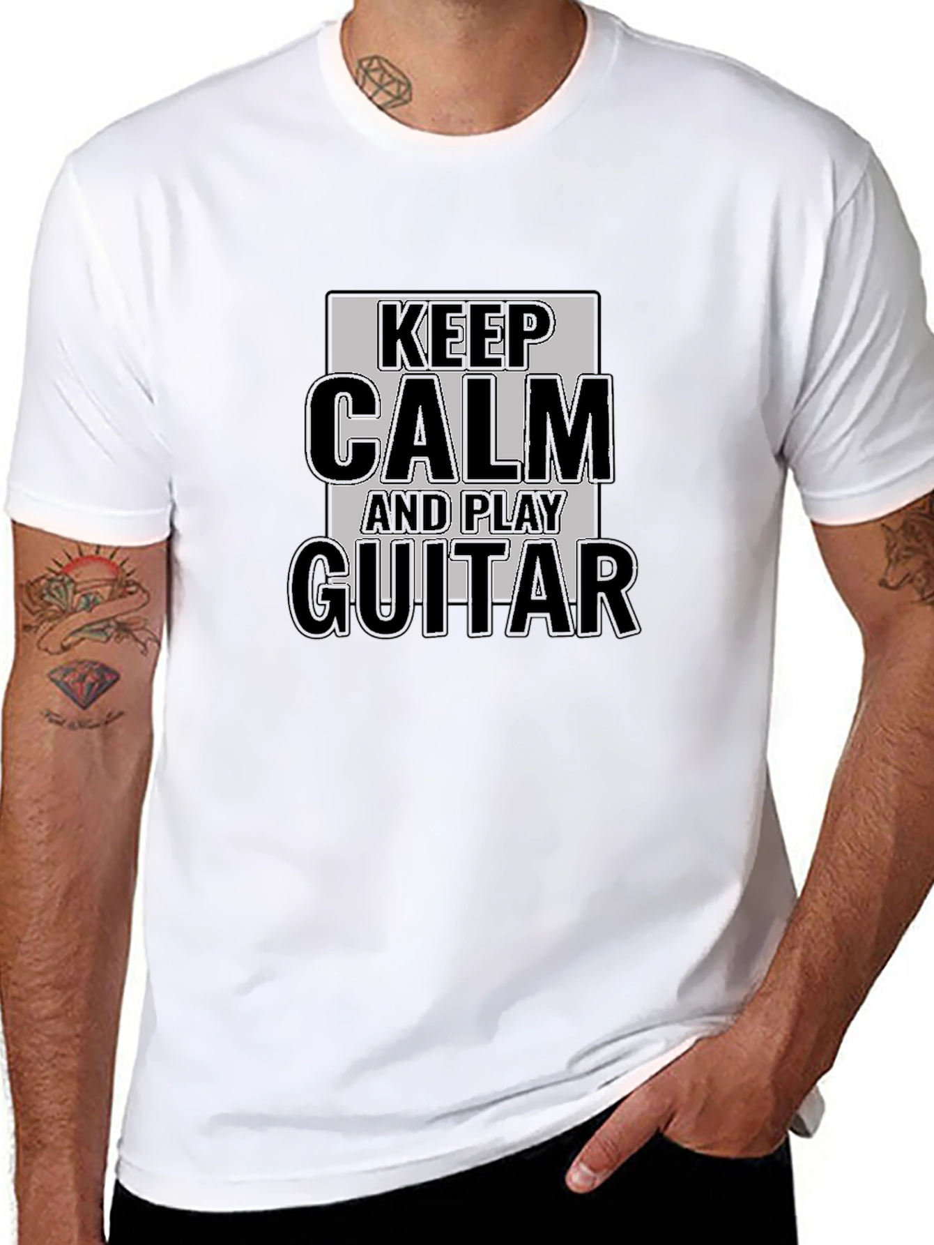 Keep Calm and Play Guitar Black T-Shirt