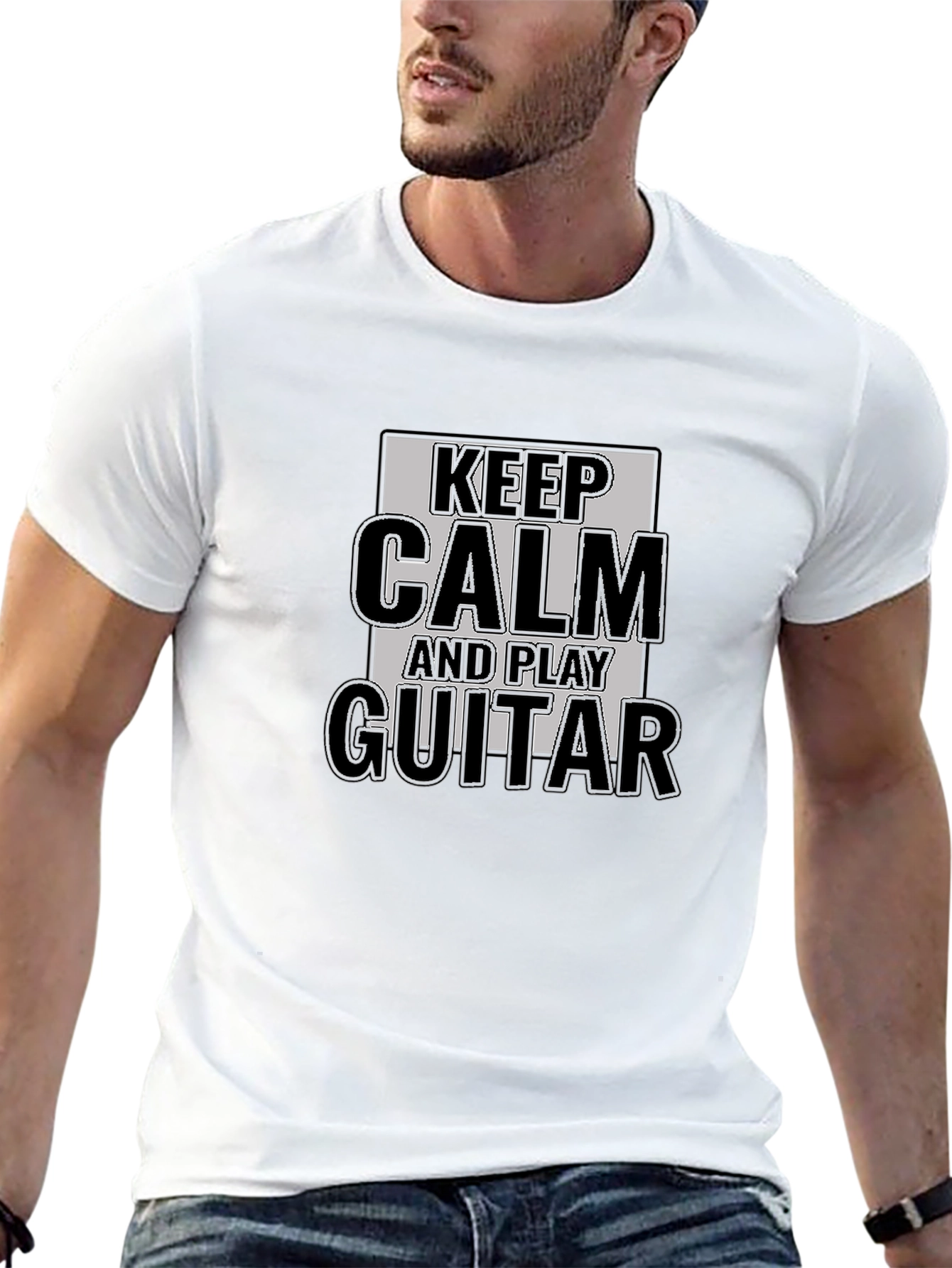 Keep Calm and Play Guitar Black T-Shirt