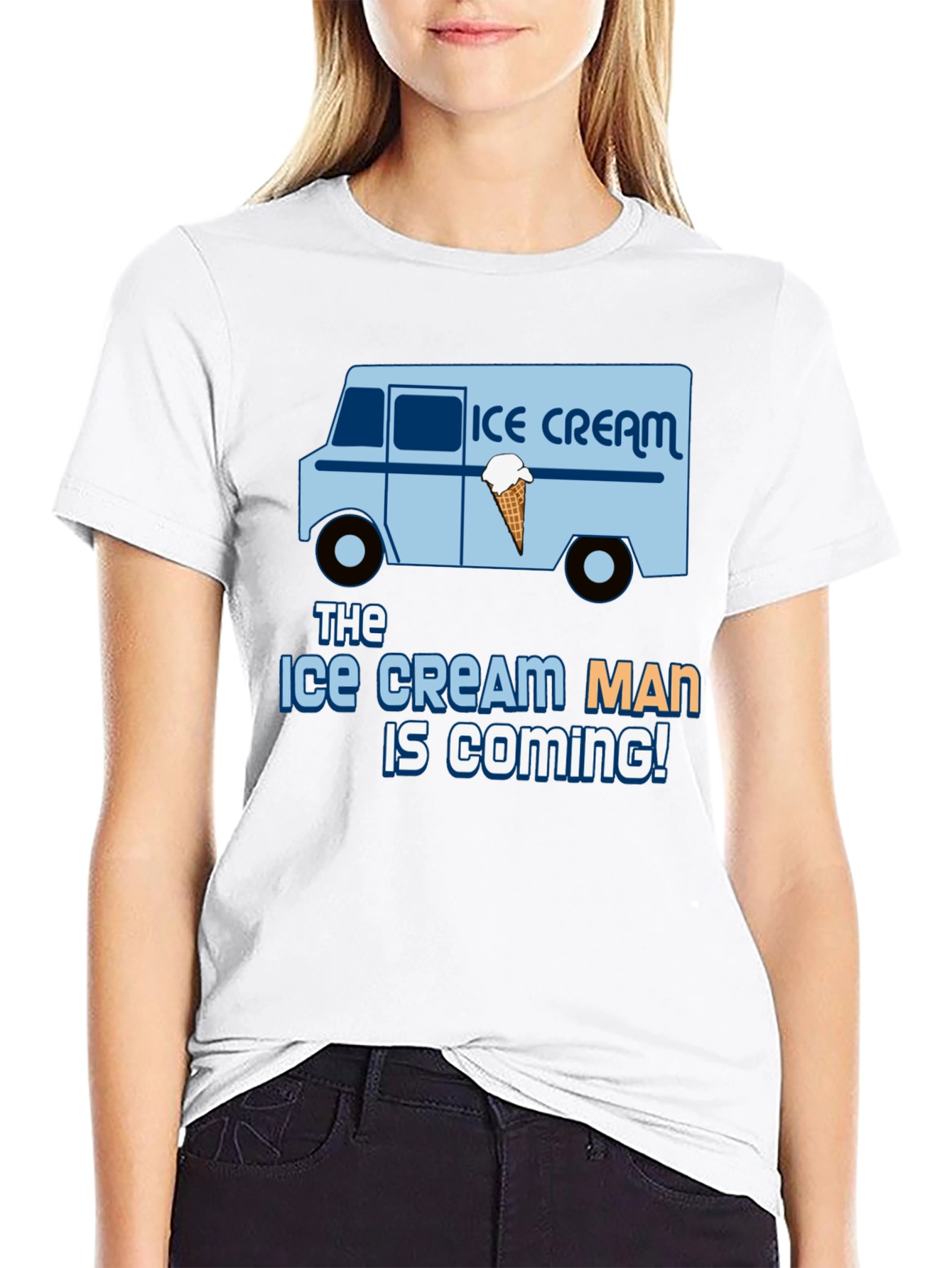 Ice Cream Man Is Coming Black T-Shirt