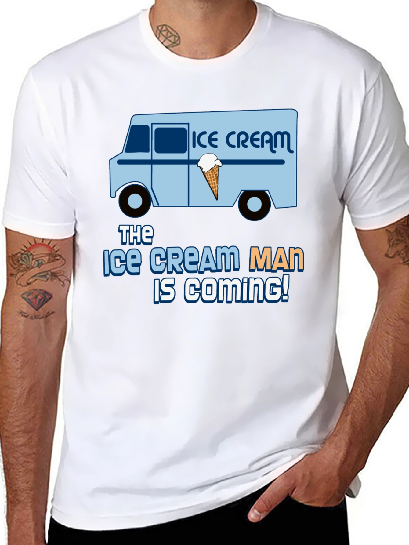 Ice Cream Man Is Coming Black T-Shirt