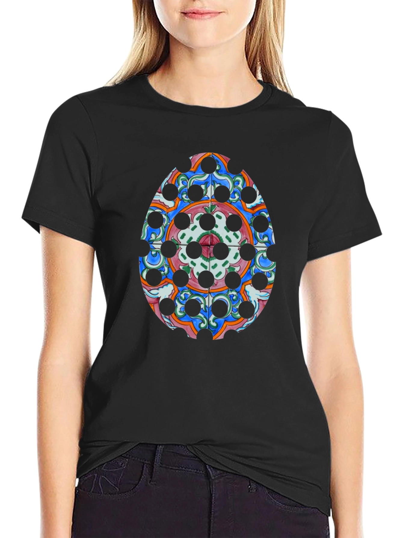 Ornamental Egg Graphic Tee - Black