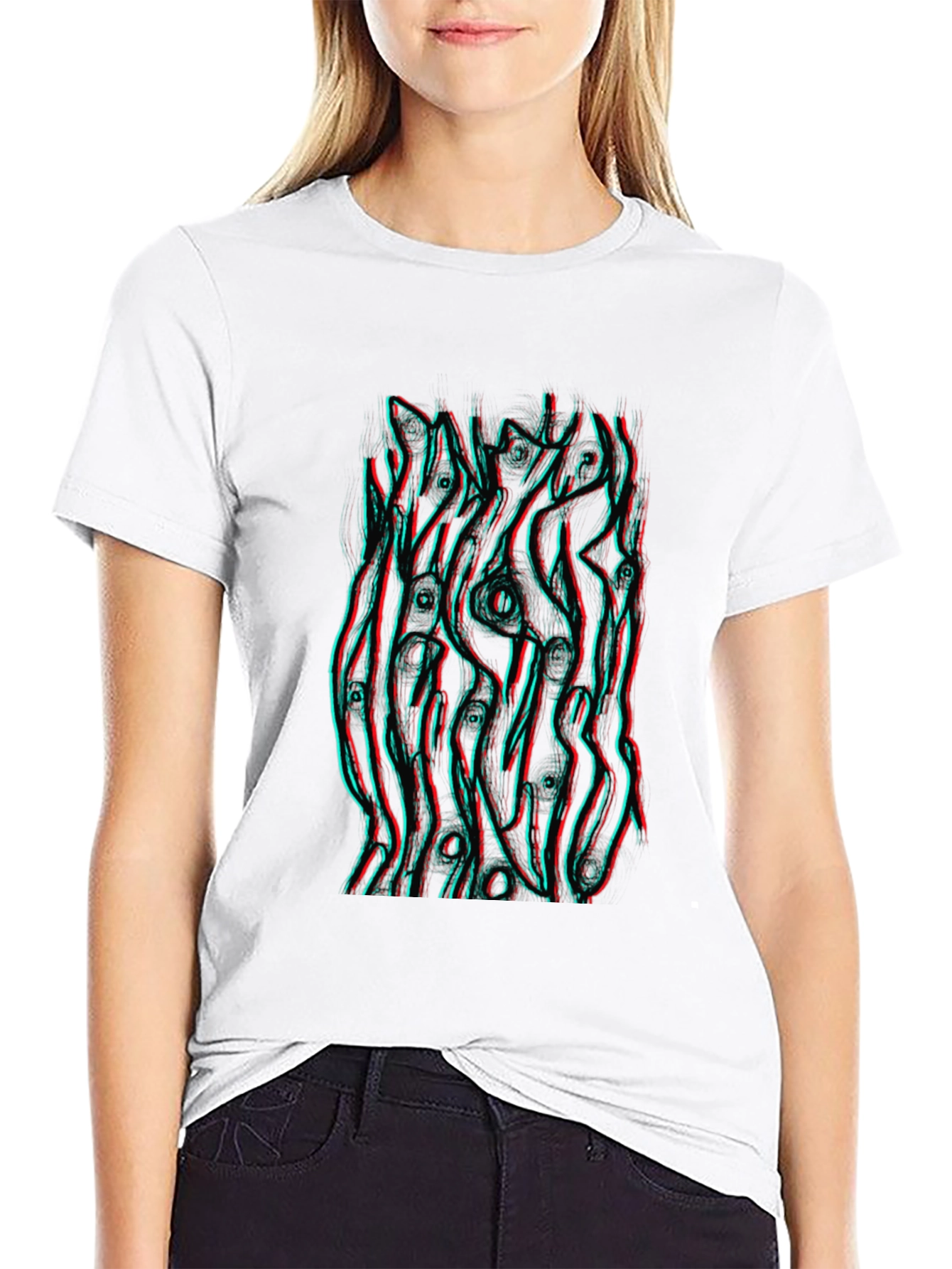 Abstract 3D Style Graphic Tee - Black