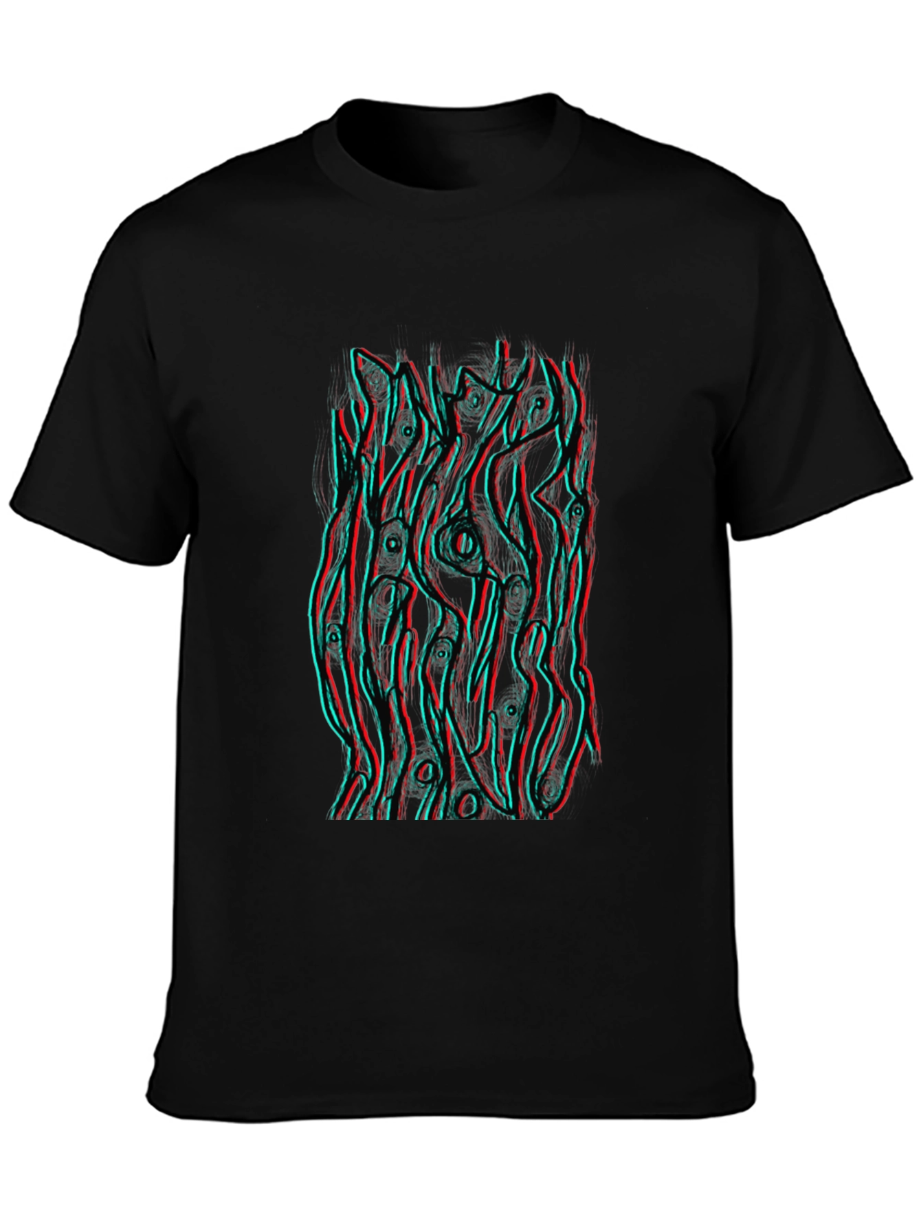 Abstract 3D Style Graphic Tee - Black