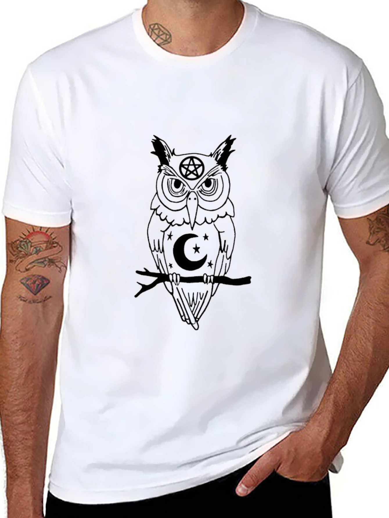 Mystic Owl Graphic Tee - Black Cotton T-Shirt