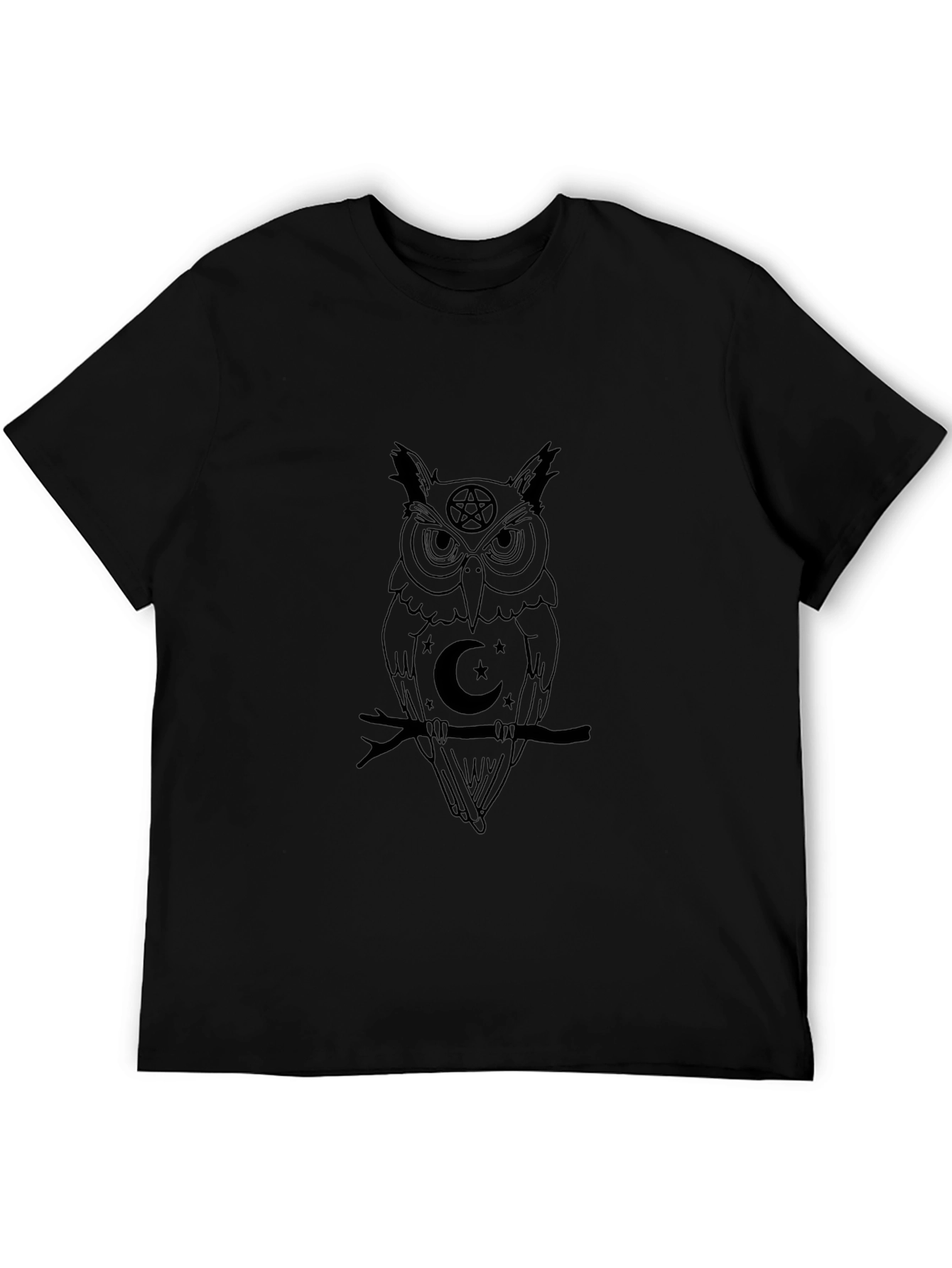 Mystic Owl Graphic Tee - Black Cotton T-Shirt
