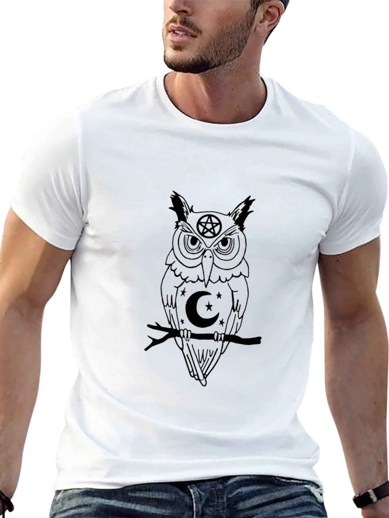 Mystic Owl Graphic Tee - Black Cotton T-Shirt