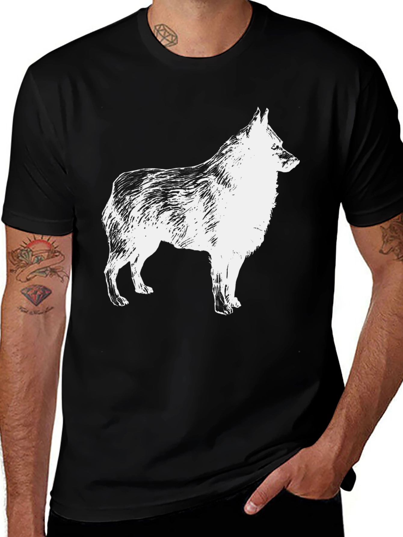 Dog Graphic Print Black T-Shirt