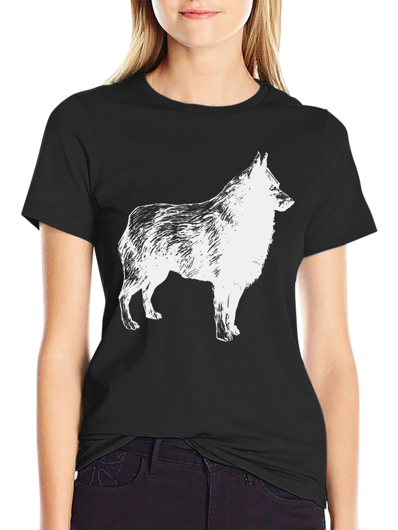 Dog Graphic Print Black T-Shirt