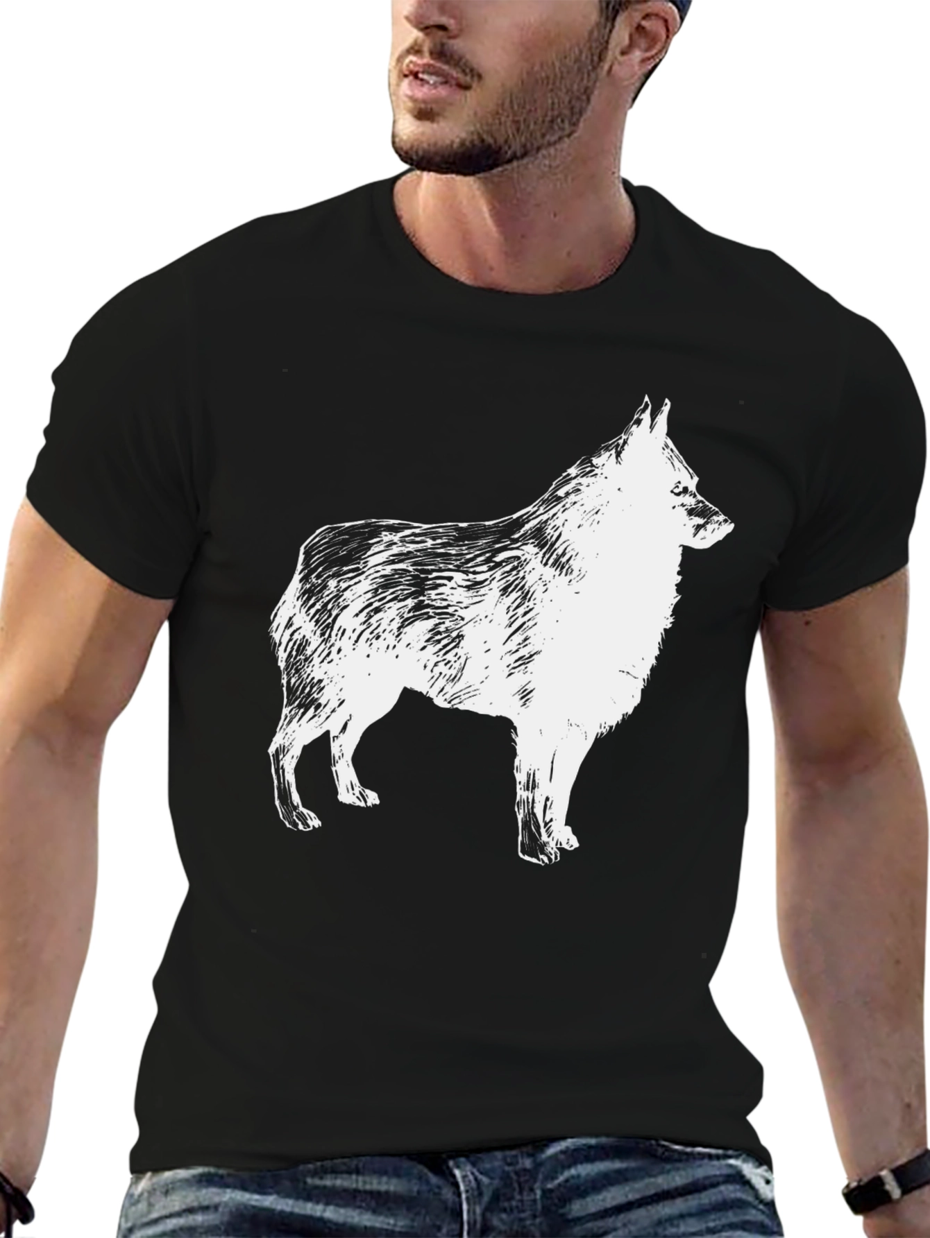 Dog Graphic Print Black T-Shirt