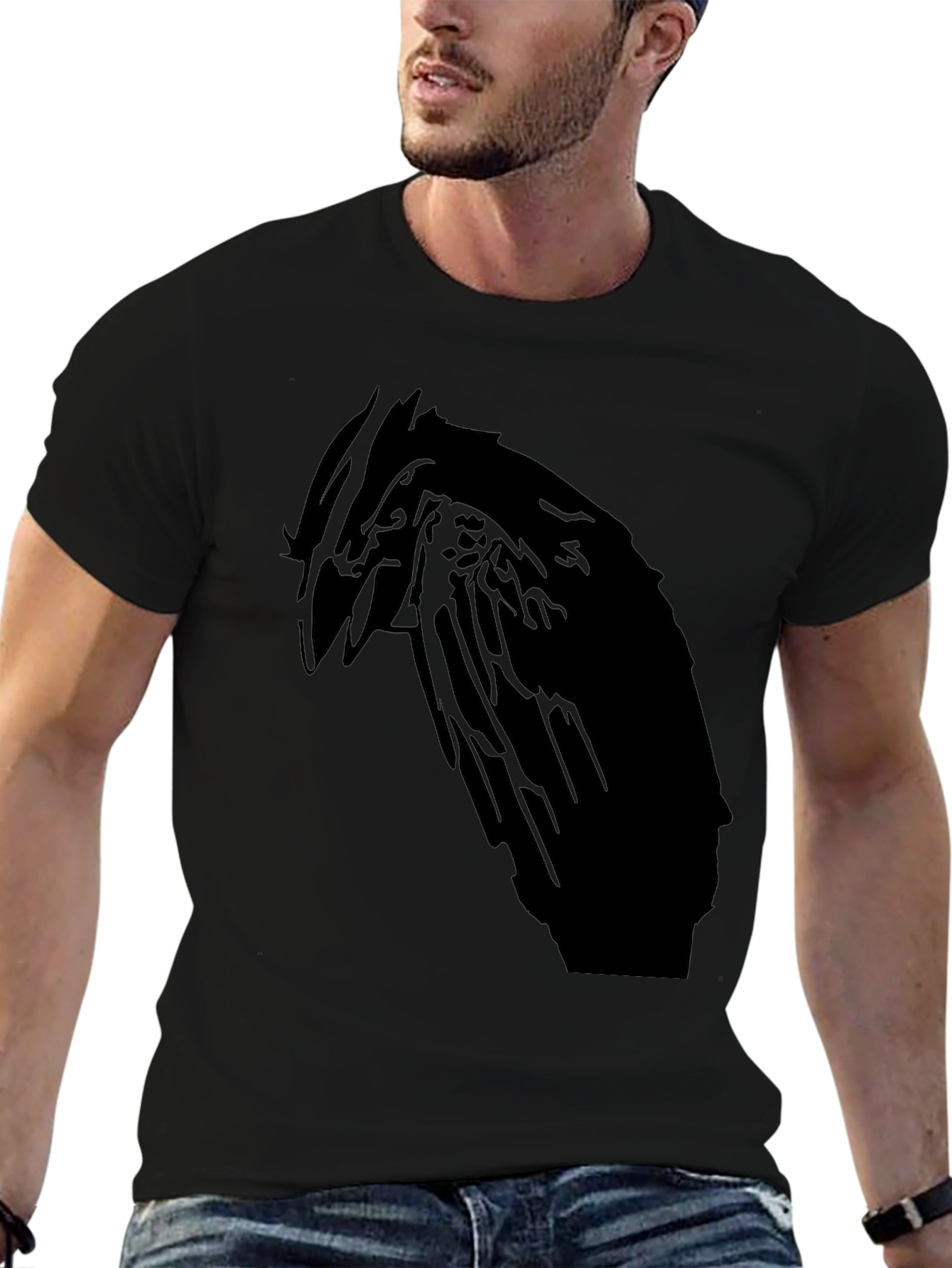 Raven Silhouette Black T-Shirt - Gothic Style