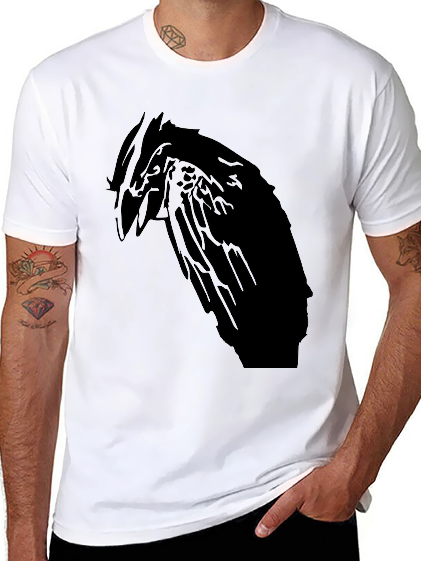Raven Silhouette Black T-Shirt - Gothic Style