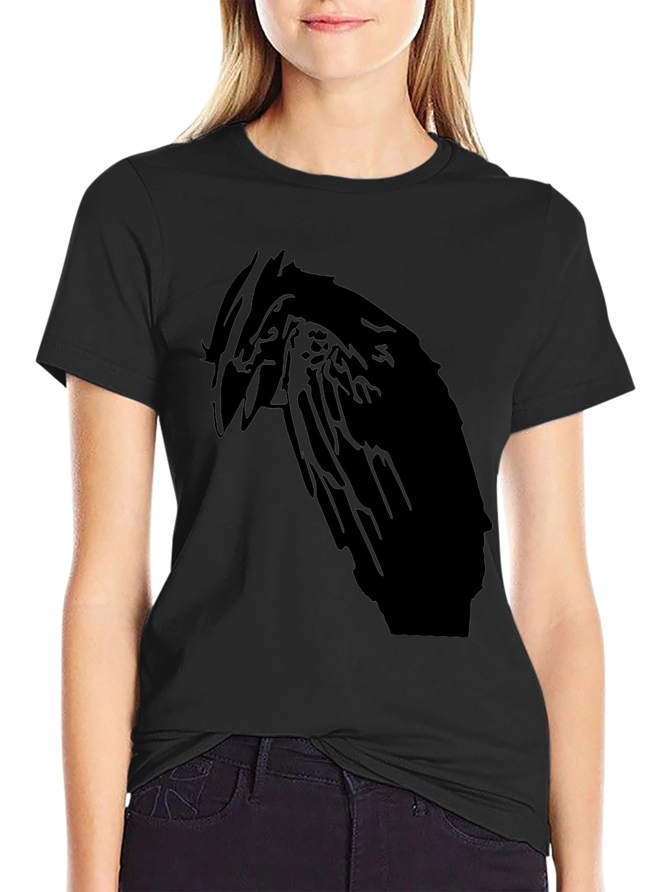 Raven Silhouette Black T-Shirt - Gothic Style