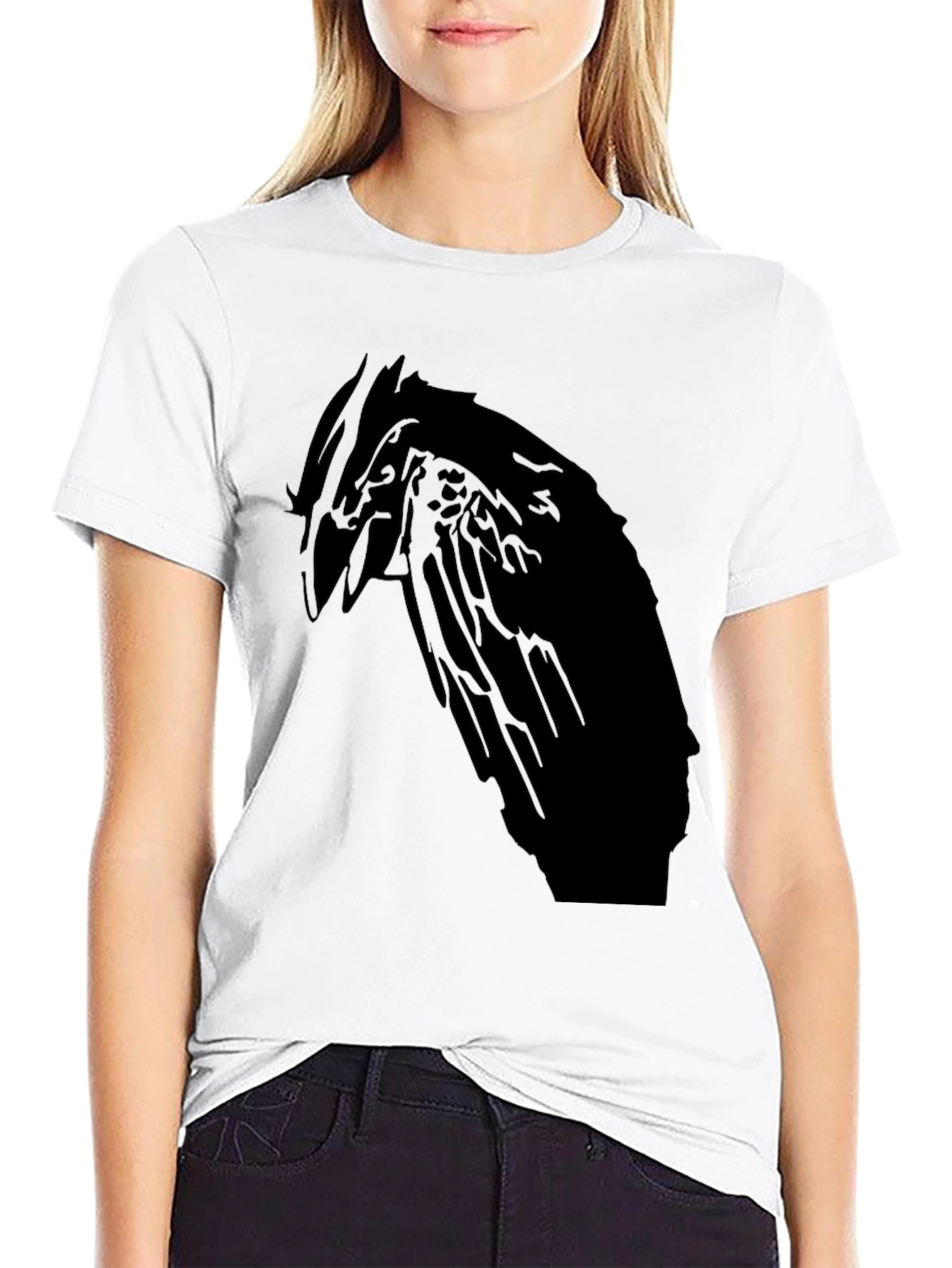 Raven Silhouette Black T-Shirt - Gothic Style