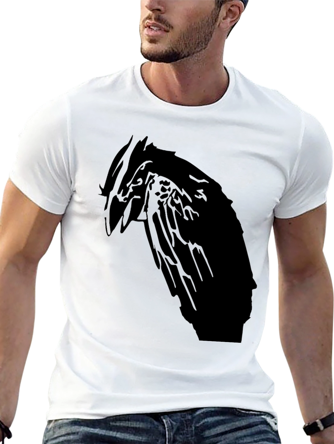 Raven Silhouette Black T-Shirt - Gothic Style