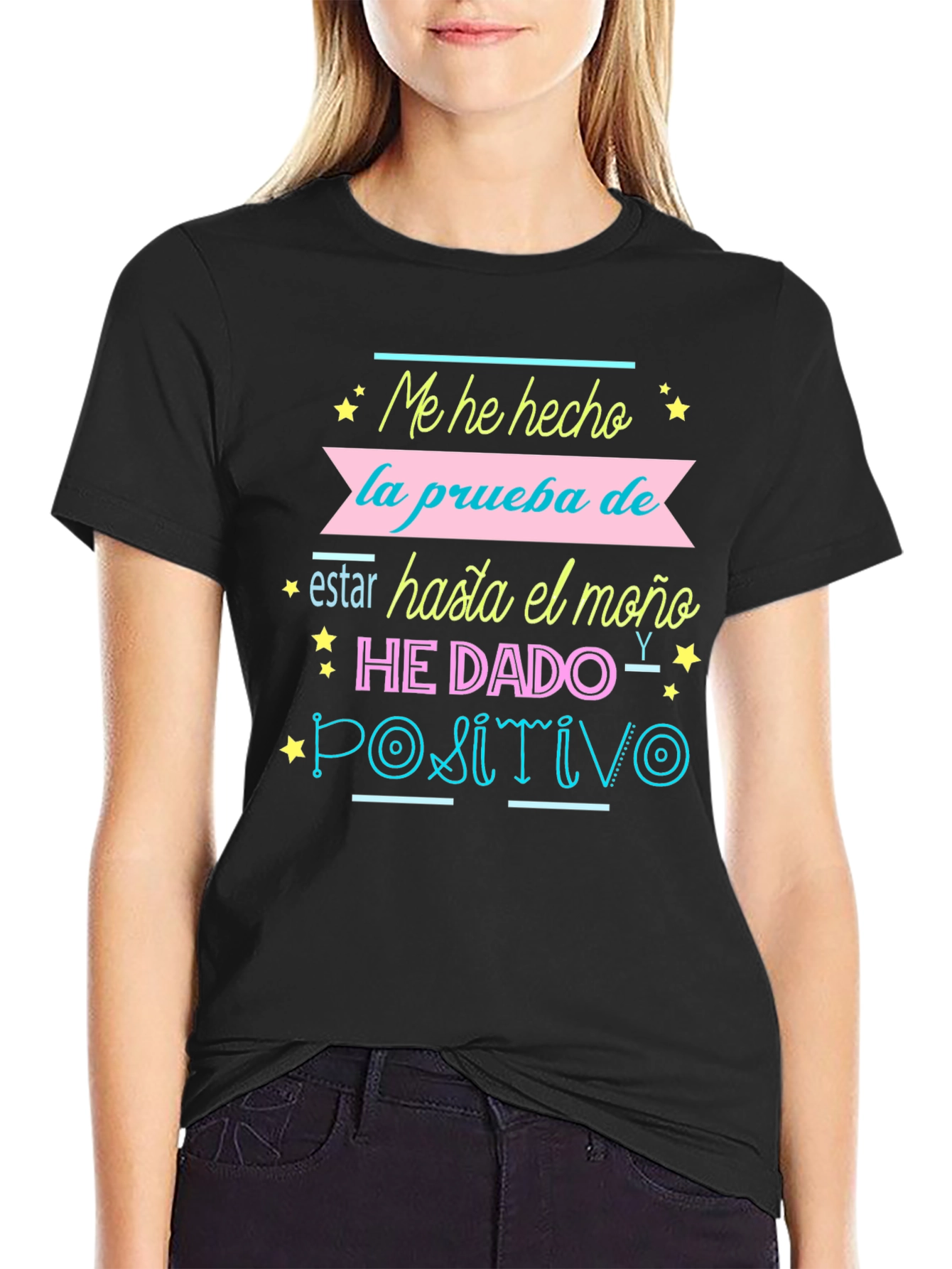Humorous Positivo Graphic Tee - Black