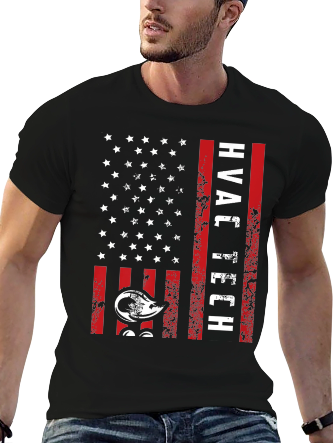 HVAC Tech American Flag Graphic T-Shirt