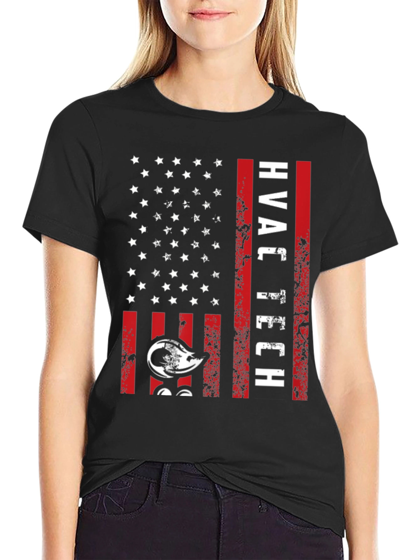 HVAC Tech American Flag Graphic T-Shirt
