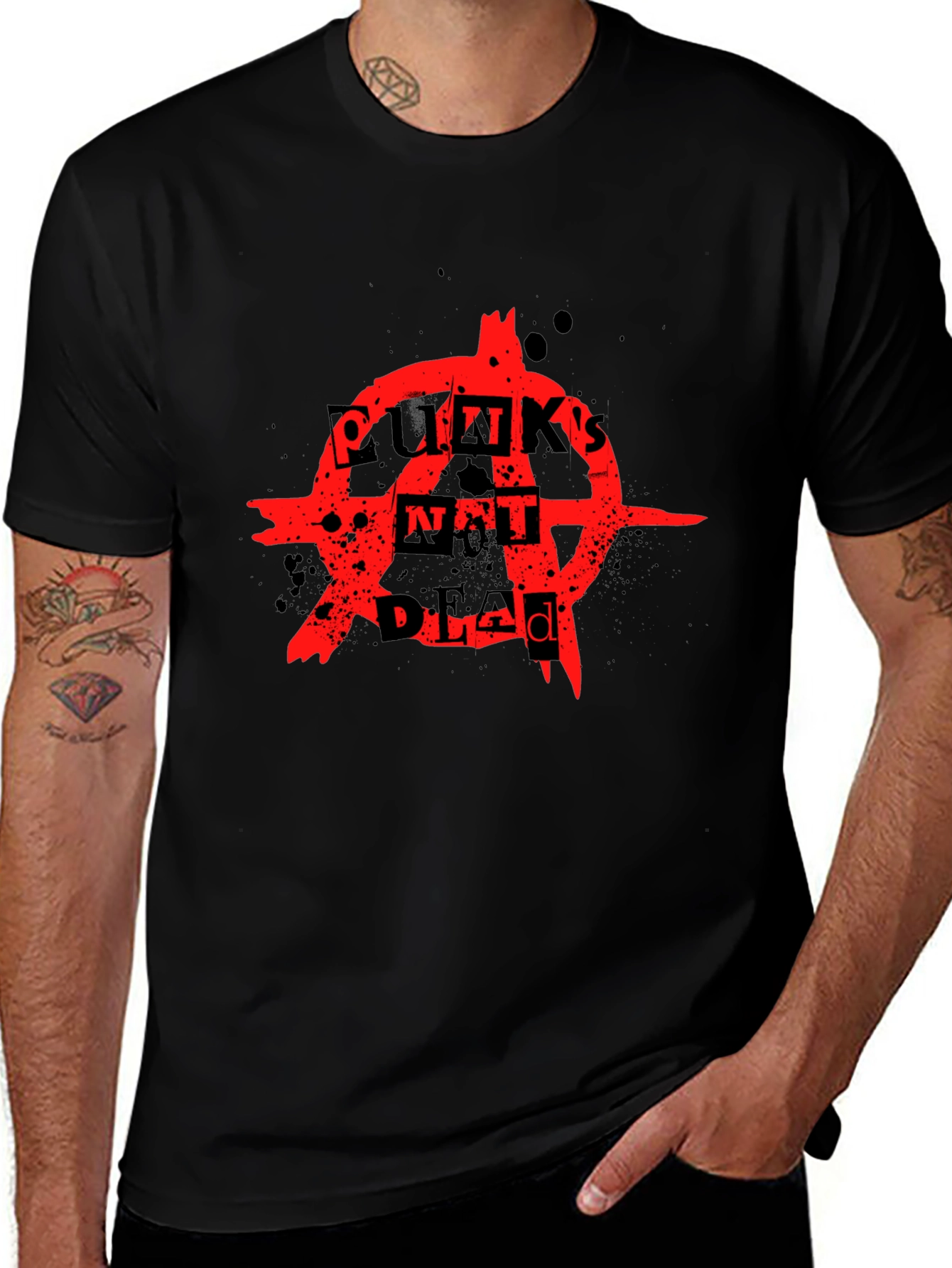 Punks Not Dead Anarchy Symbol Graphic T-Shirt