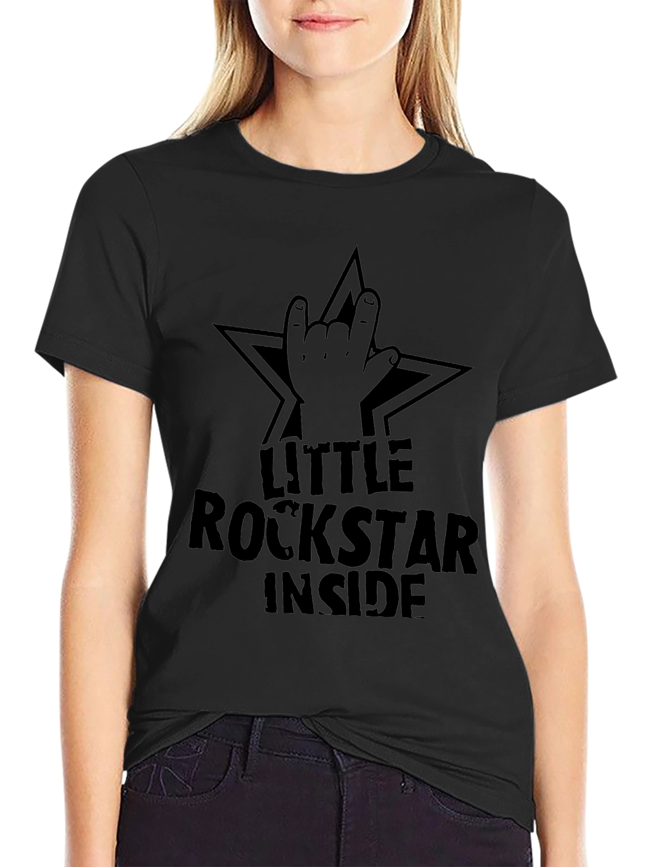 Little Rockstar Inside Black Graphic T-Shirt