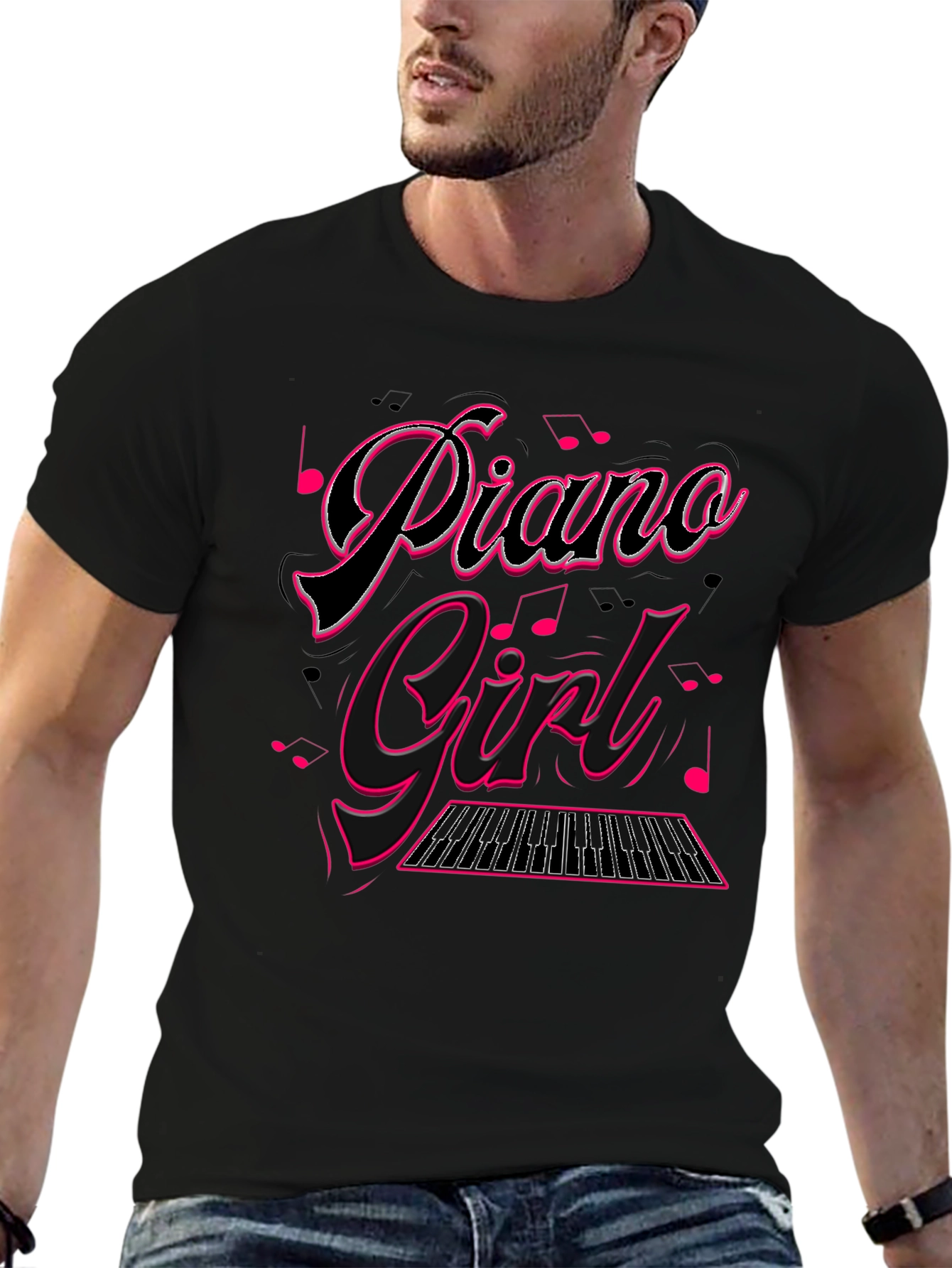 Piano Girl Black Graphic Tee