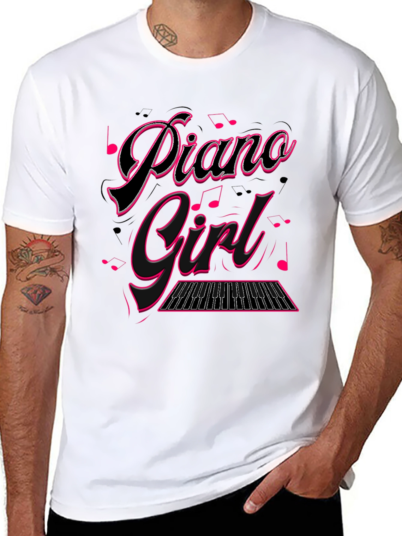 Piano Girl Black Graphic Tee