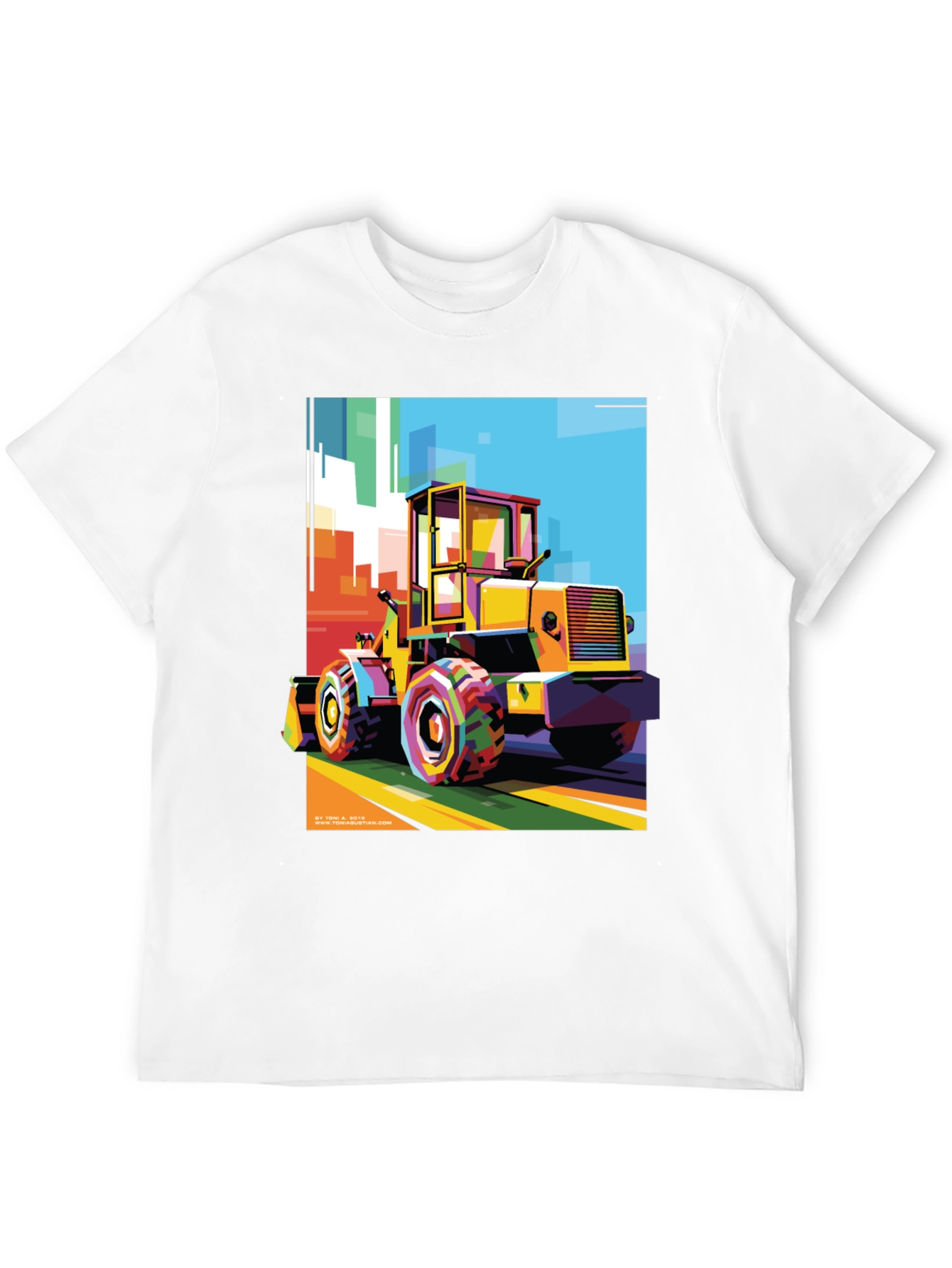 Bold Graphic Print T-Shirt - Construction Loader Art