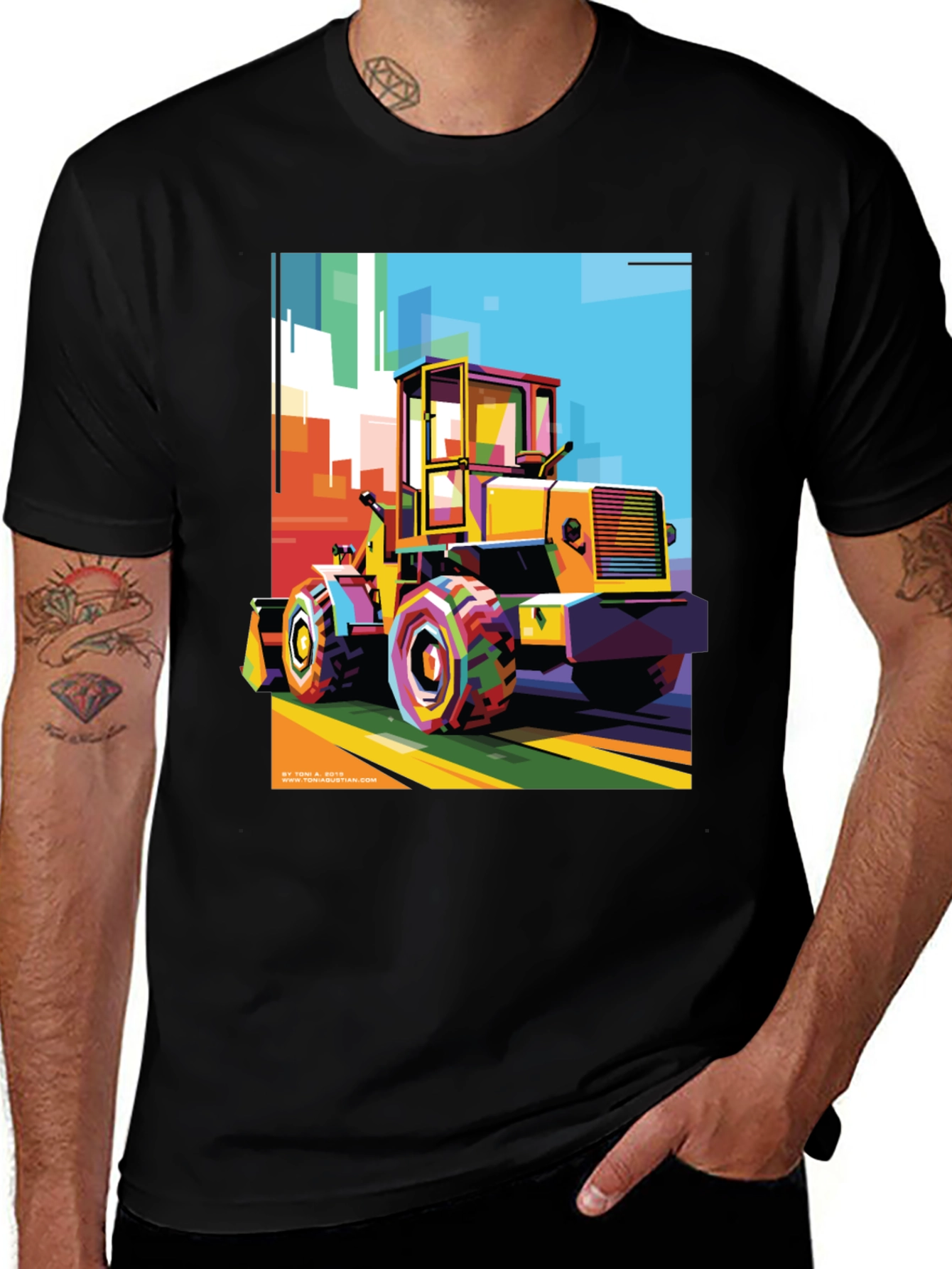 Bold Graphic Print T-Shirt - Construction Loader Art