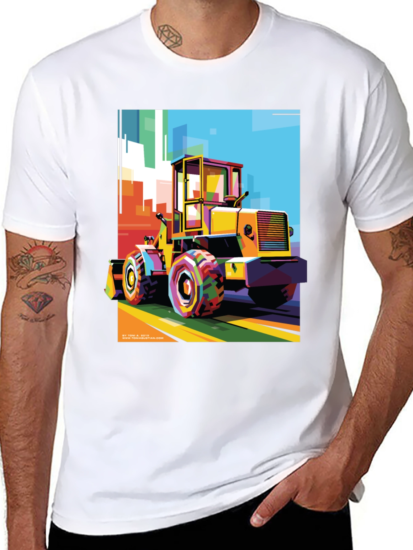 Bold Graphic Print T-Shirt - Construction Loader Art