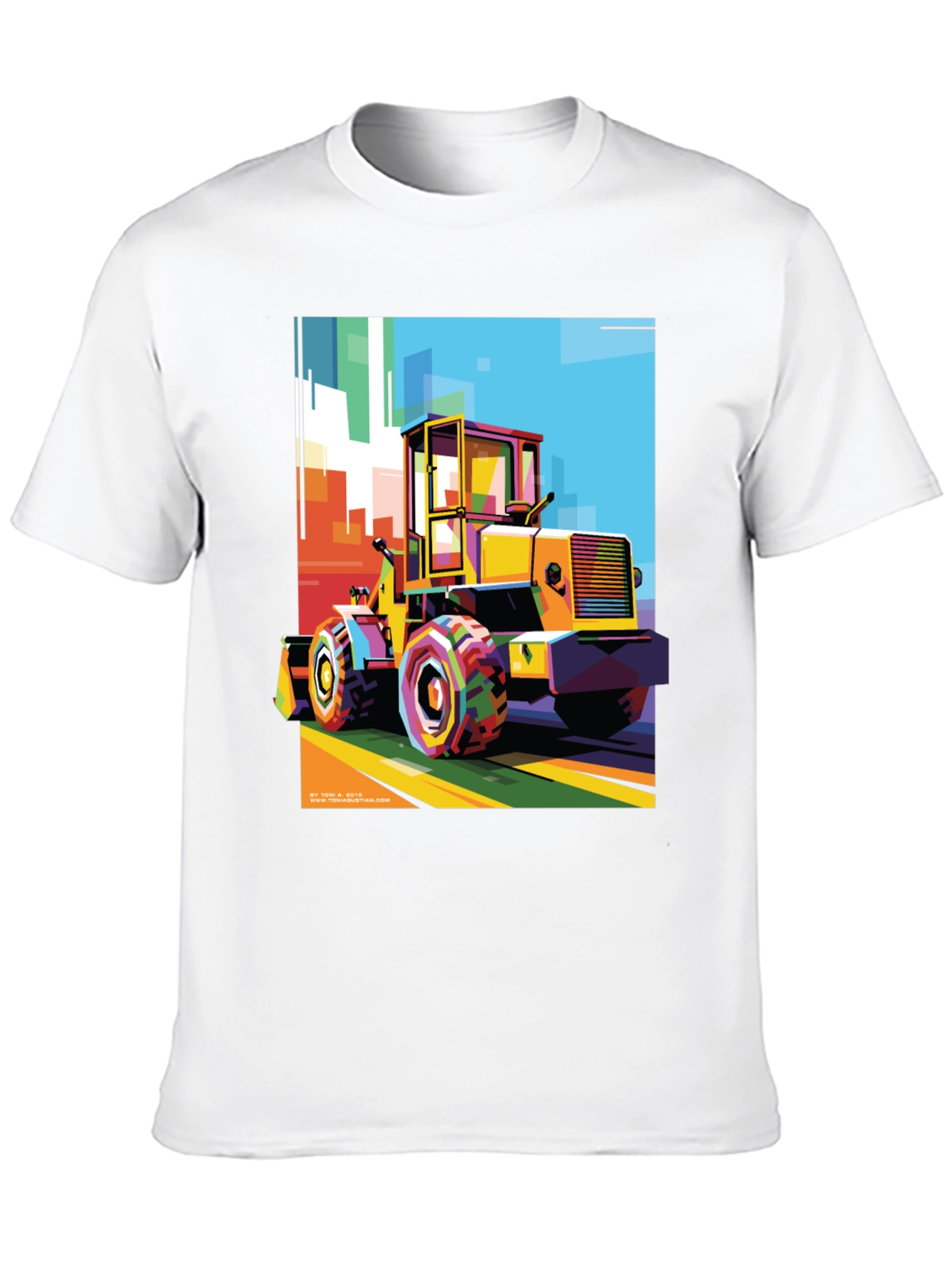Bold Graphic Print T-Shirt - Construction Loader Art