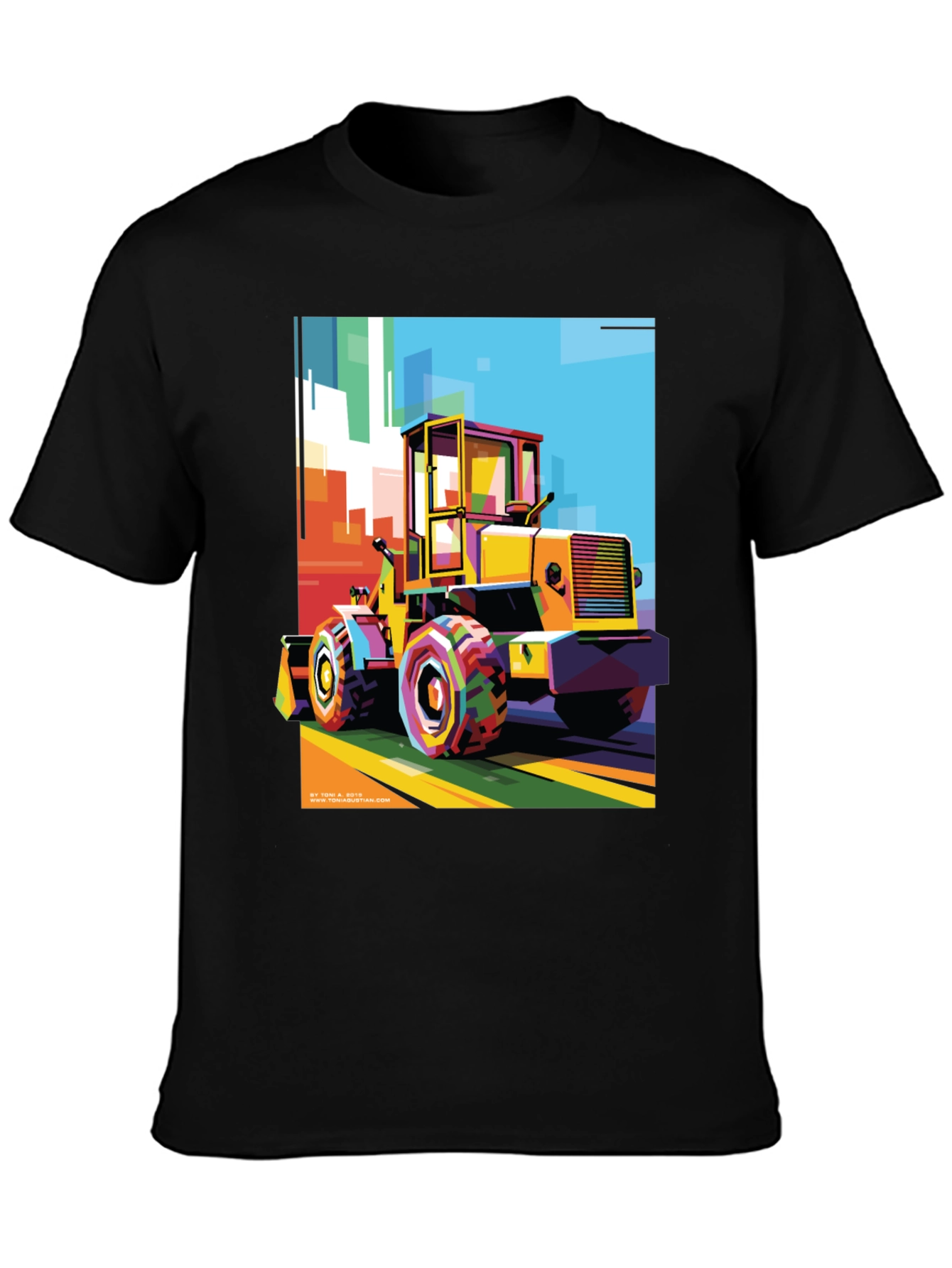 Bold Graphic Print T-Shirt - Construction Loader Art