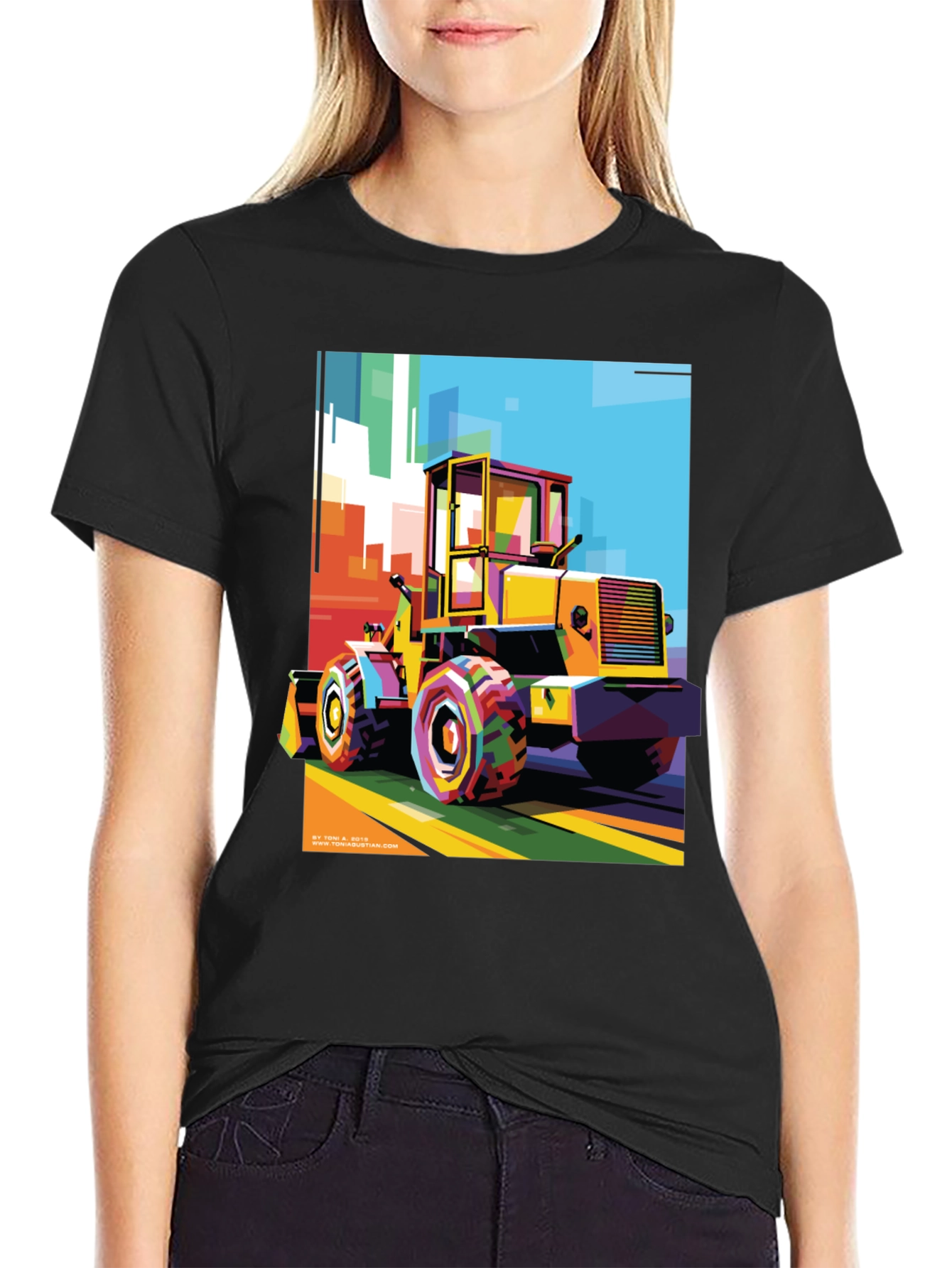 Bold Graphic Print T-Shirt - Construction Loader Art