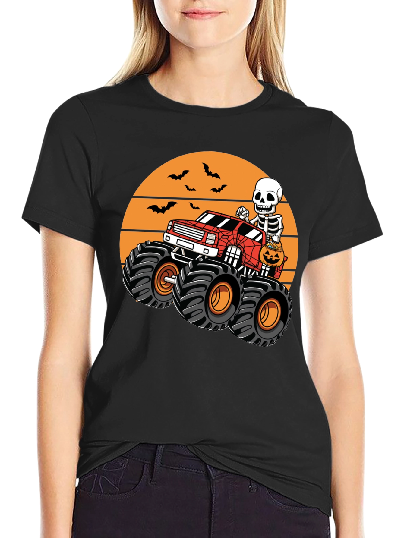 Halloween Monster Truck Skeleton T-Shirt