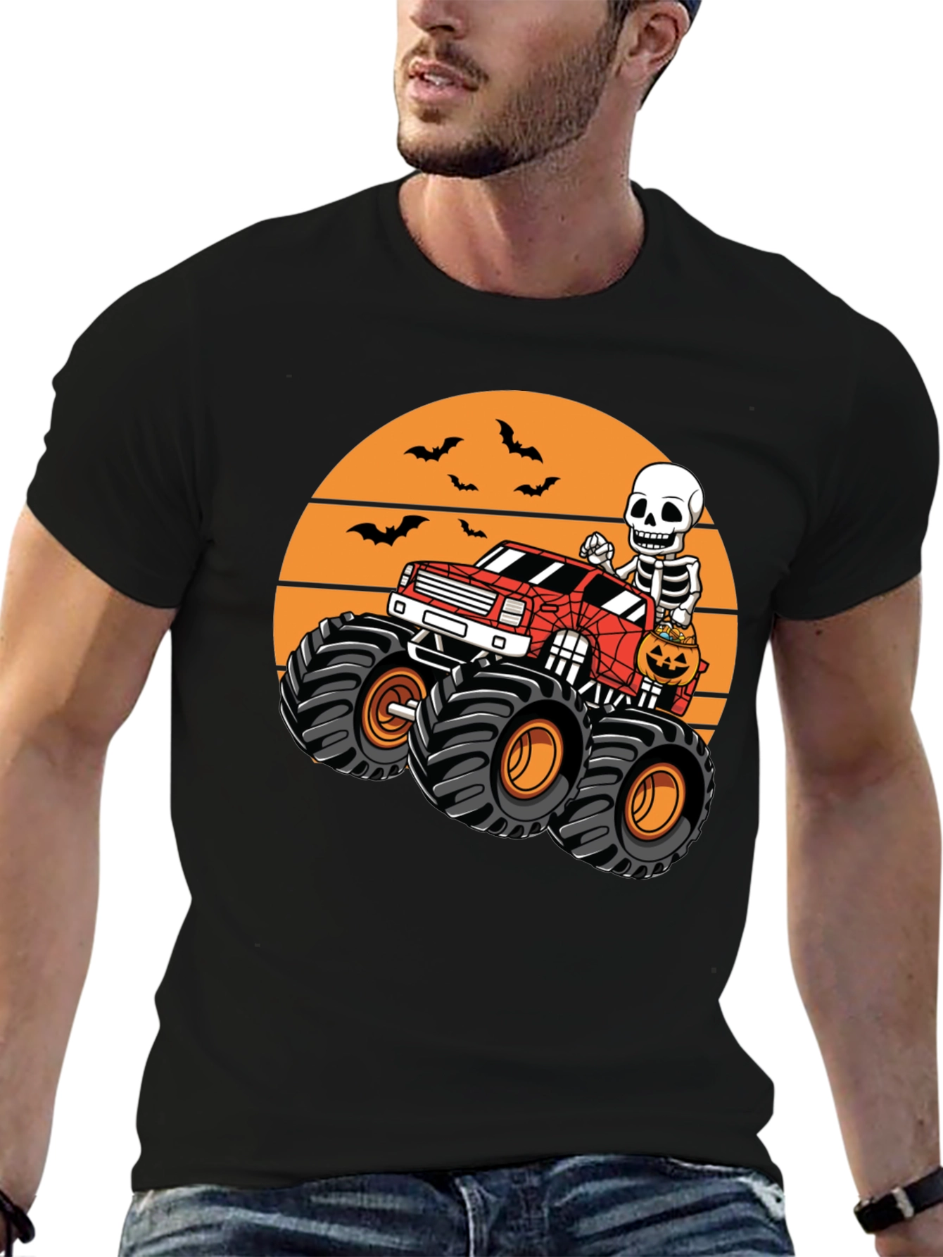Halloween Monster Truck Skeleton T-Shirt