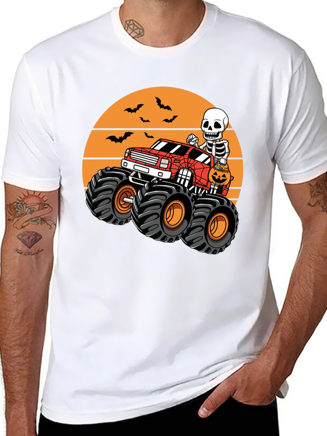 Halloween Monster Truck Skeleton T-Shirt