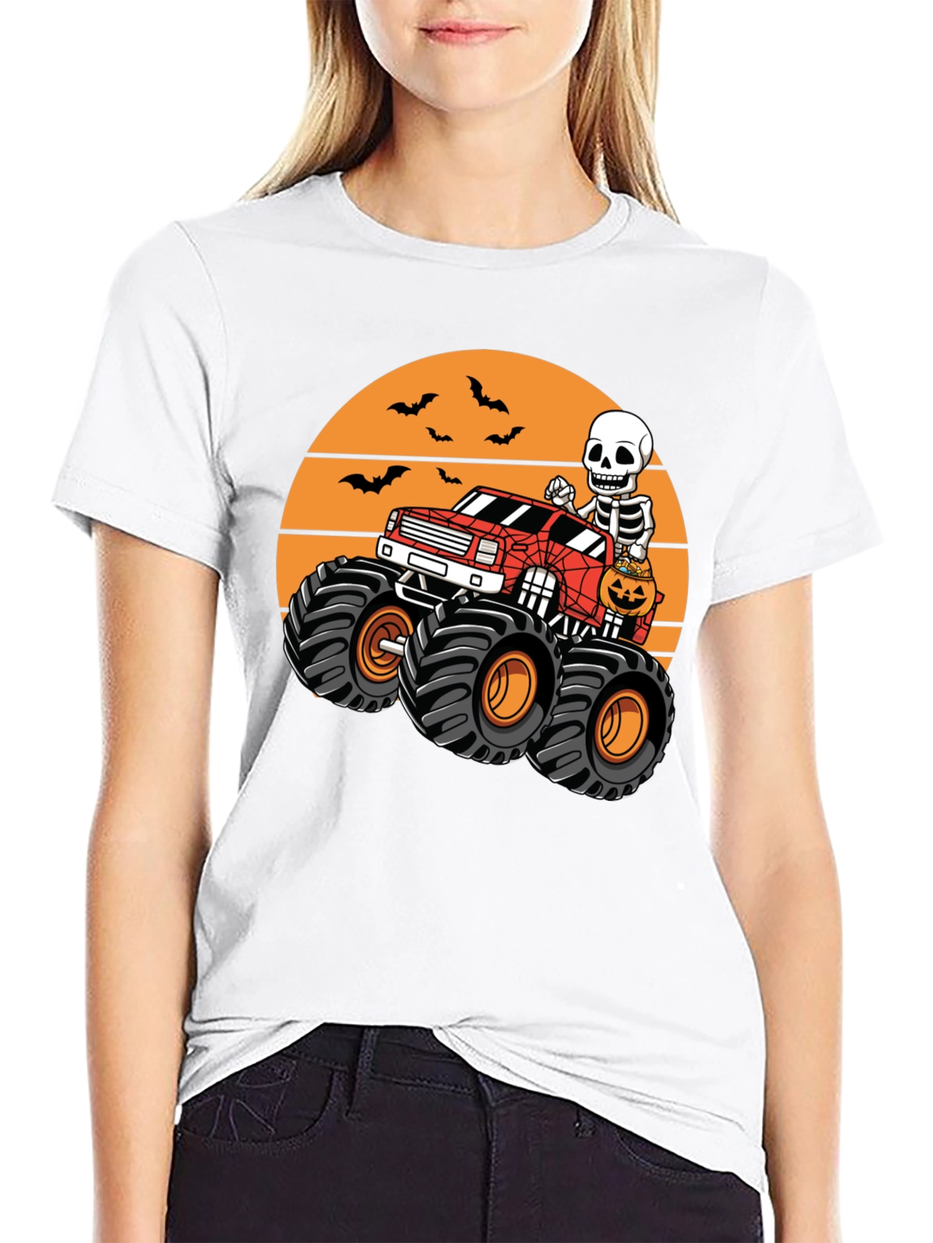 Halloween Monster Truck Skeleton T-Shirt