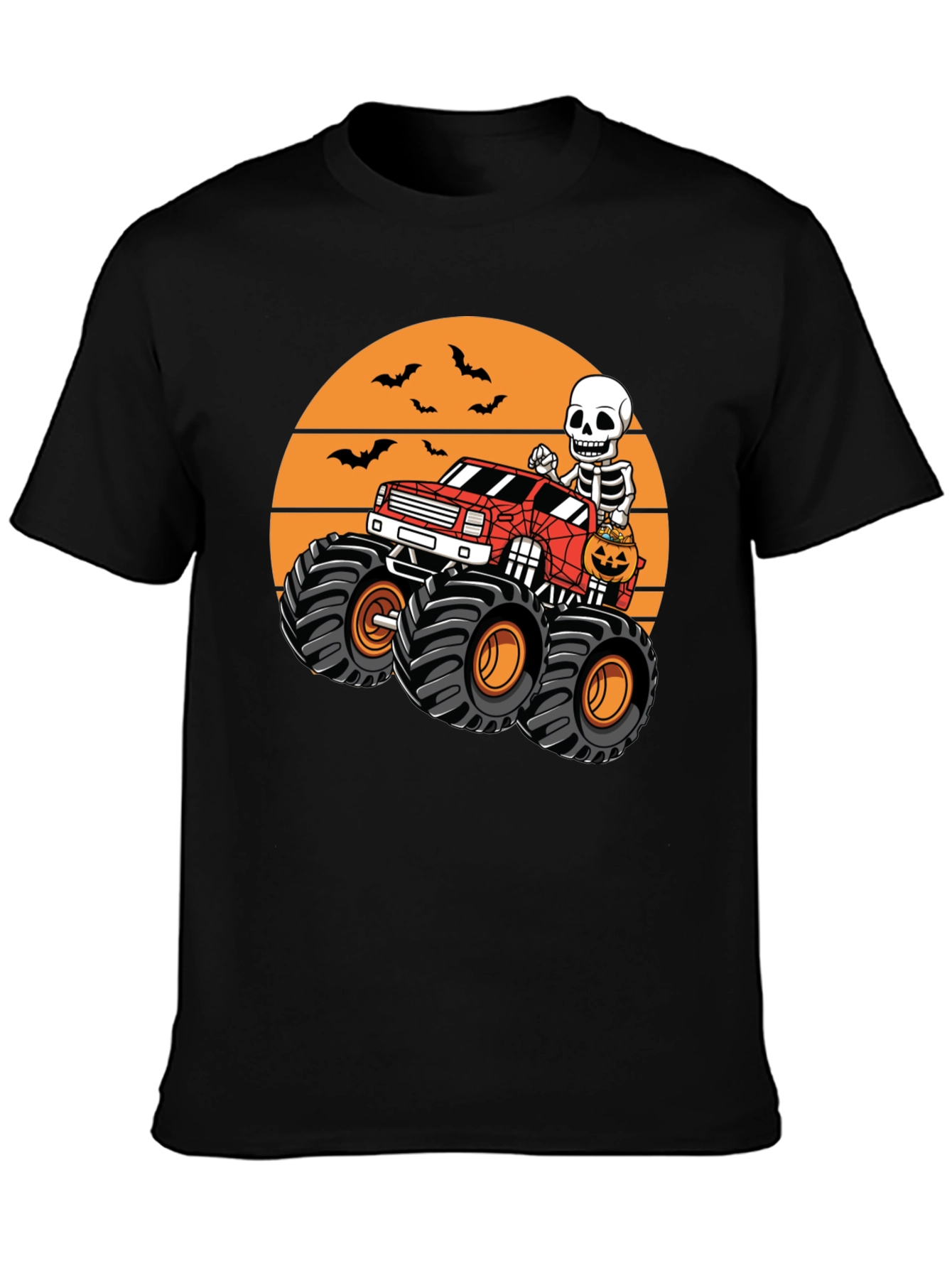 Halloween Monster Truck Skeleton T-Shirt