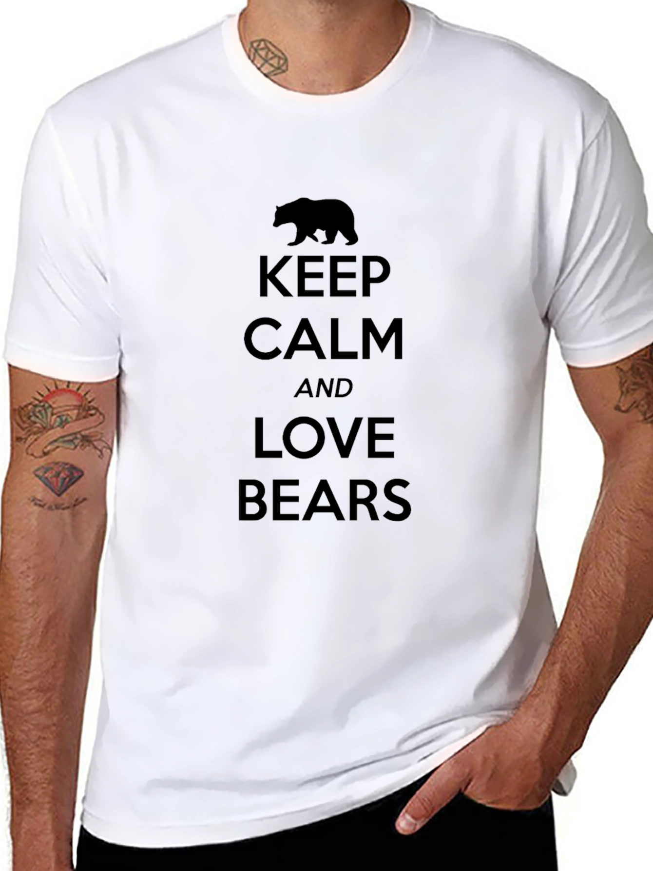 Keep Calm and Love Bears Black T-Shirt