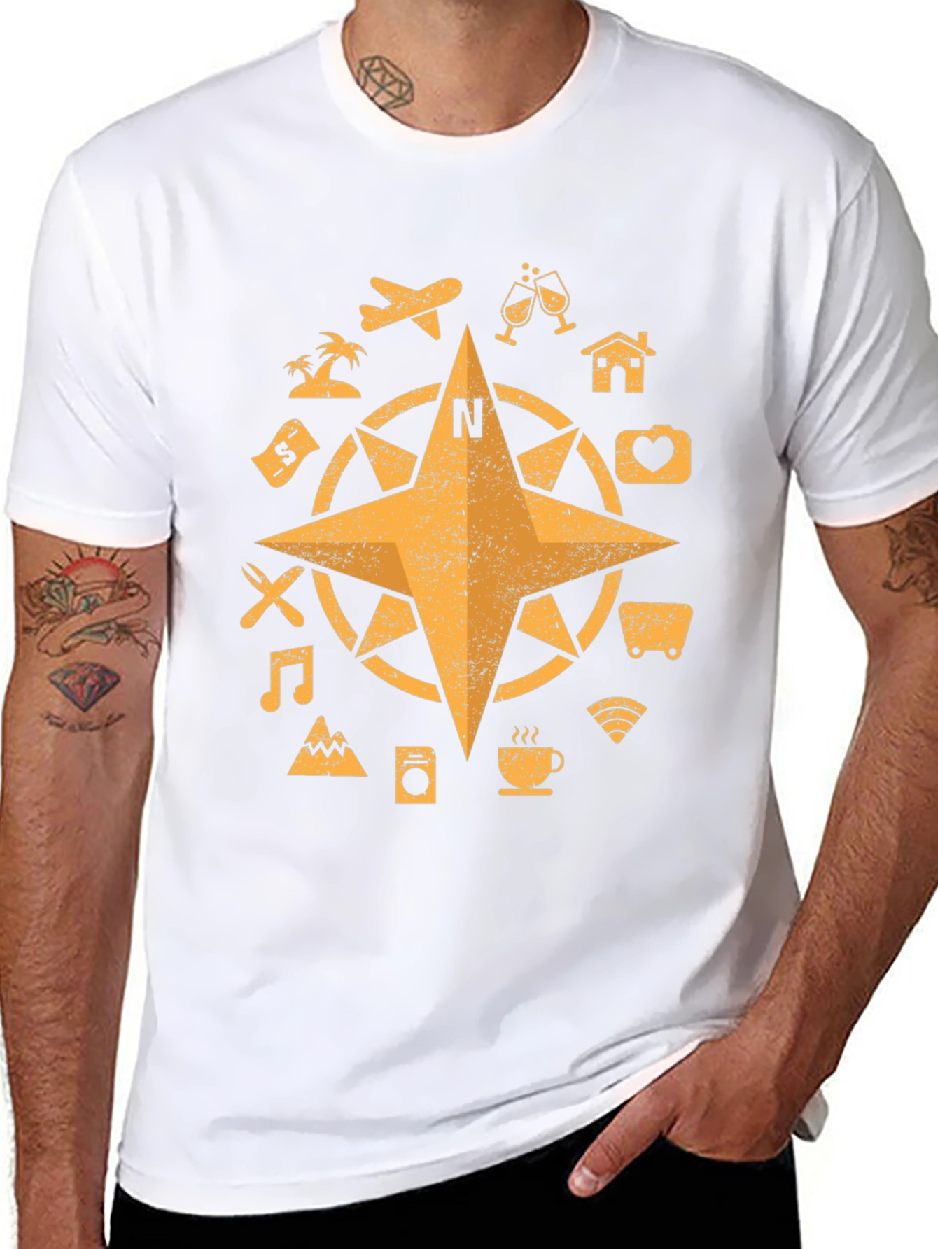 Travel Compass Graphic T-Shirt - Adventure Awaits!