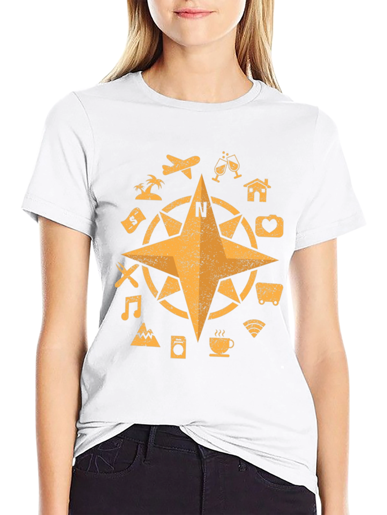 Travel Compass Graphic T-Shirt - Adventure Awaits!