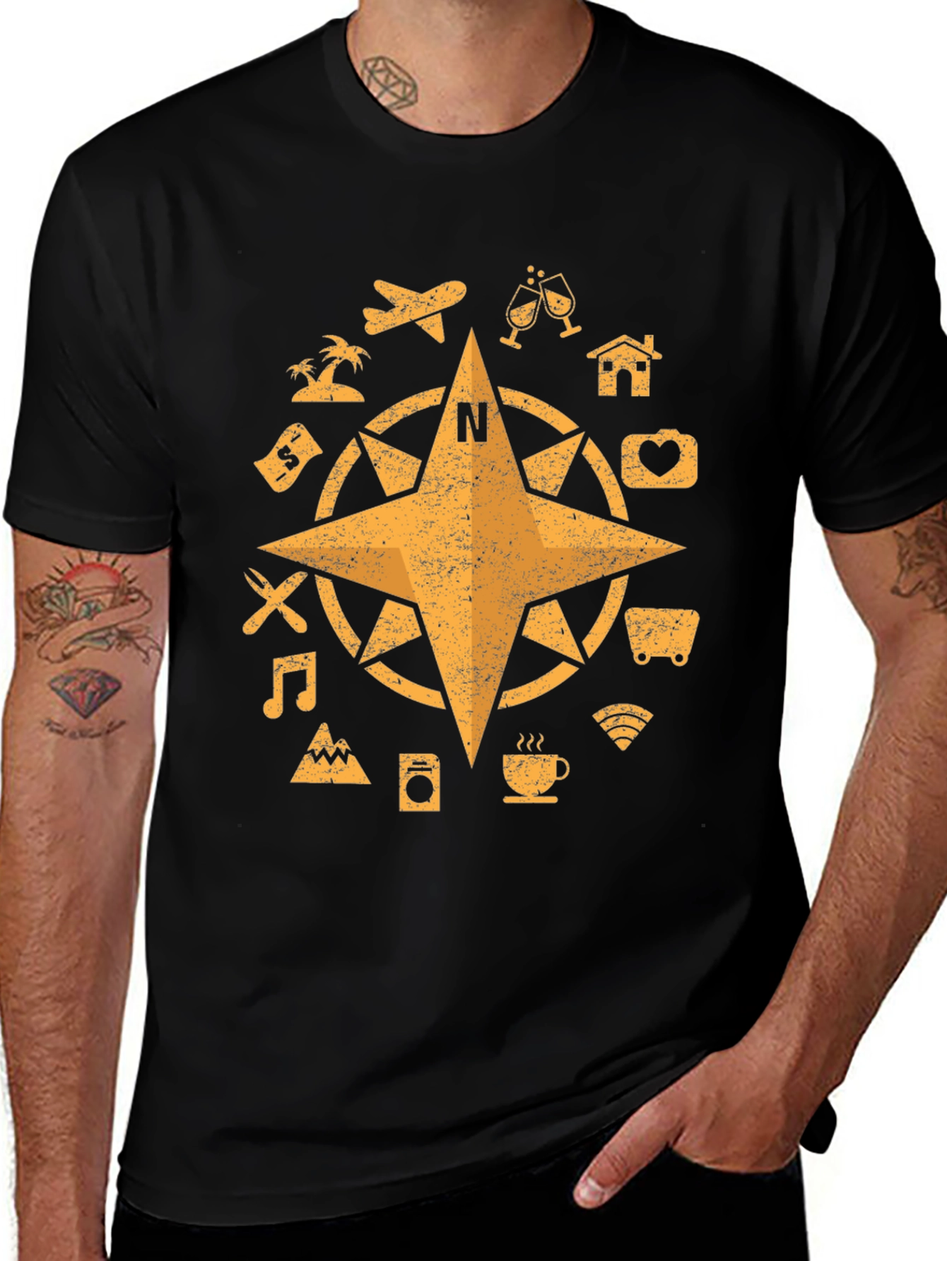 Travel Compass Graphic T-Shirt - Adventure Awaits!